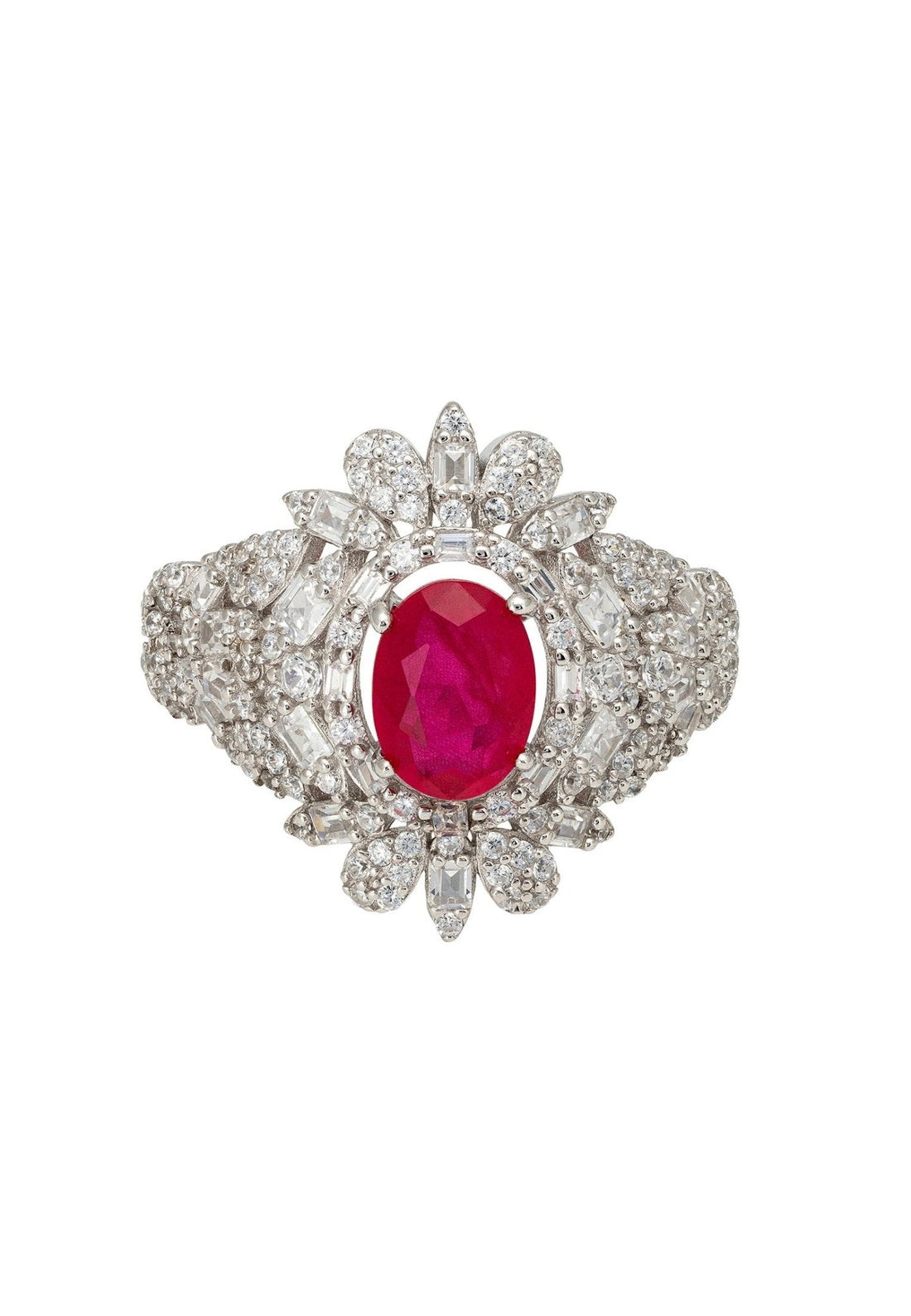 Arabesque Splendor Cocktail Ring Pink Tourmaline Silver