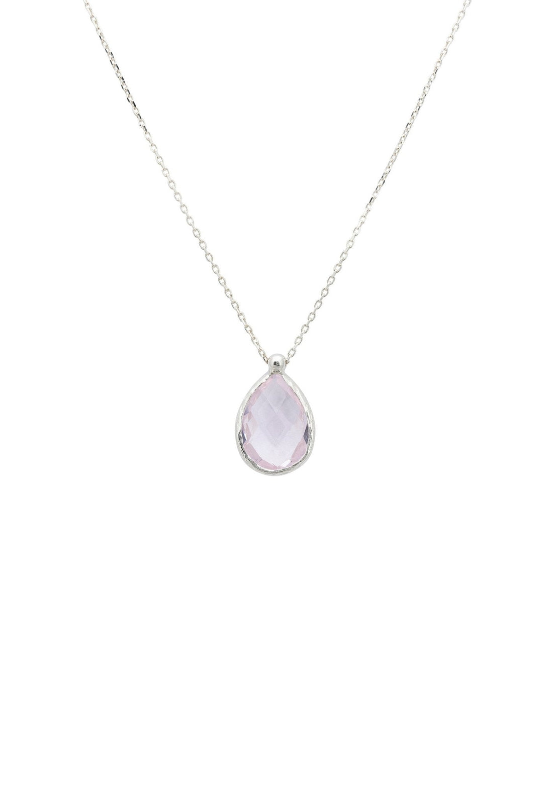 Petite Drop Necklace Silver Rose Quartz Hydro