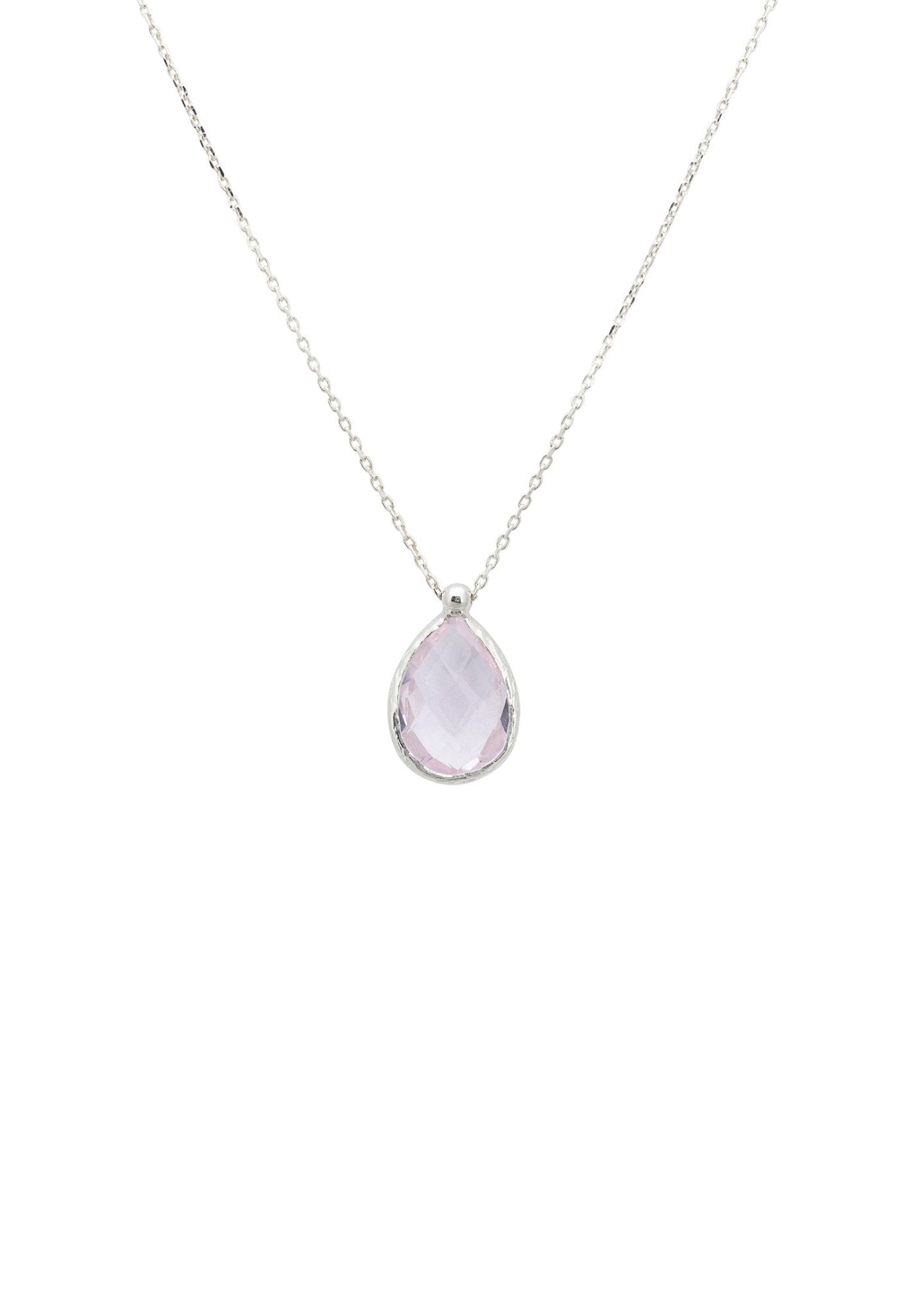 Petite Drop Necklace Silver Rose Quartz Hydro