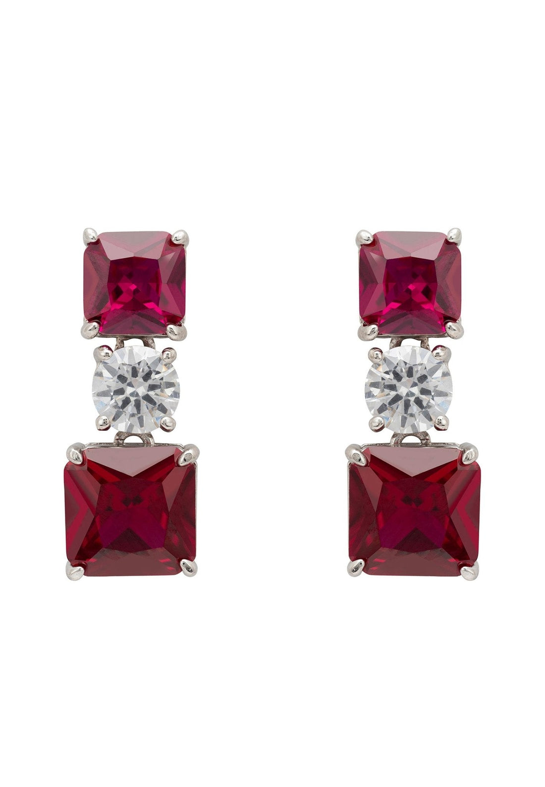 Penelope Drop Earrings Ruby Silver