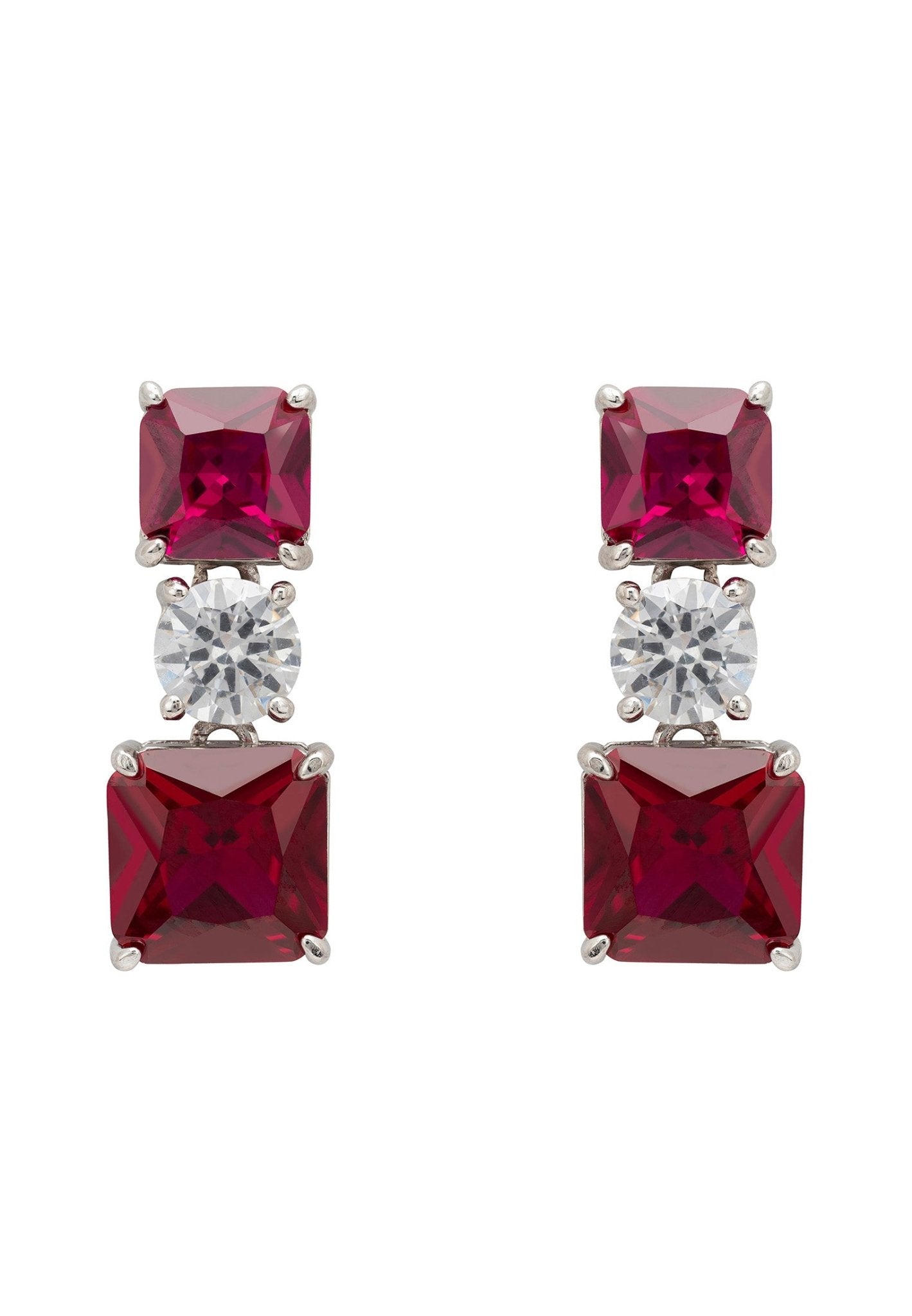 Penelope Drop Earrings Ruby Silver