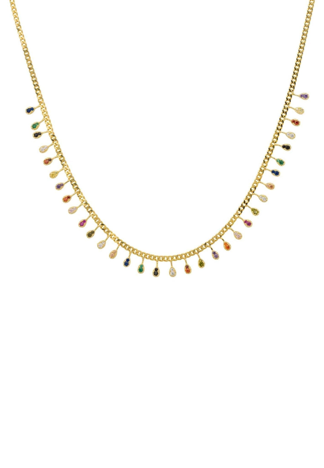 Rainbow Droplets Necklace Gold