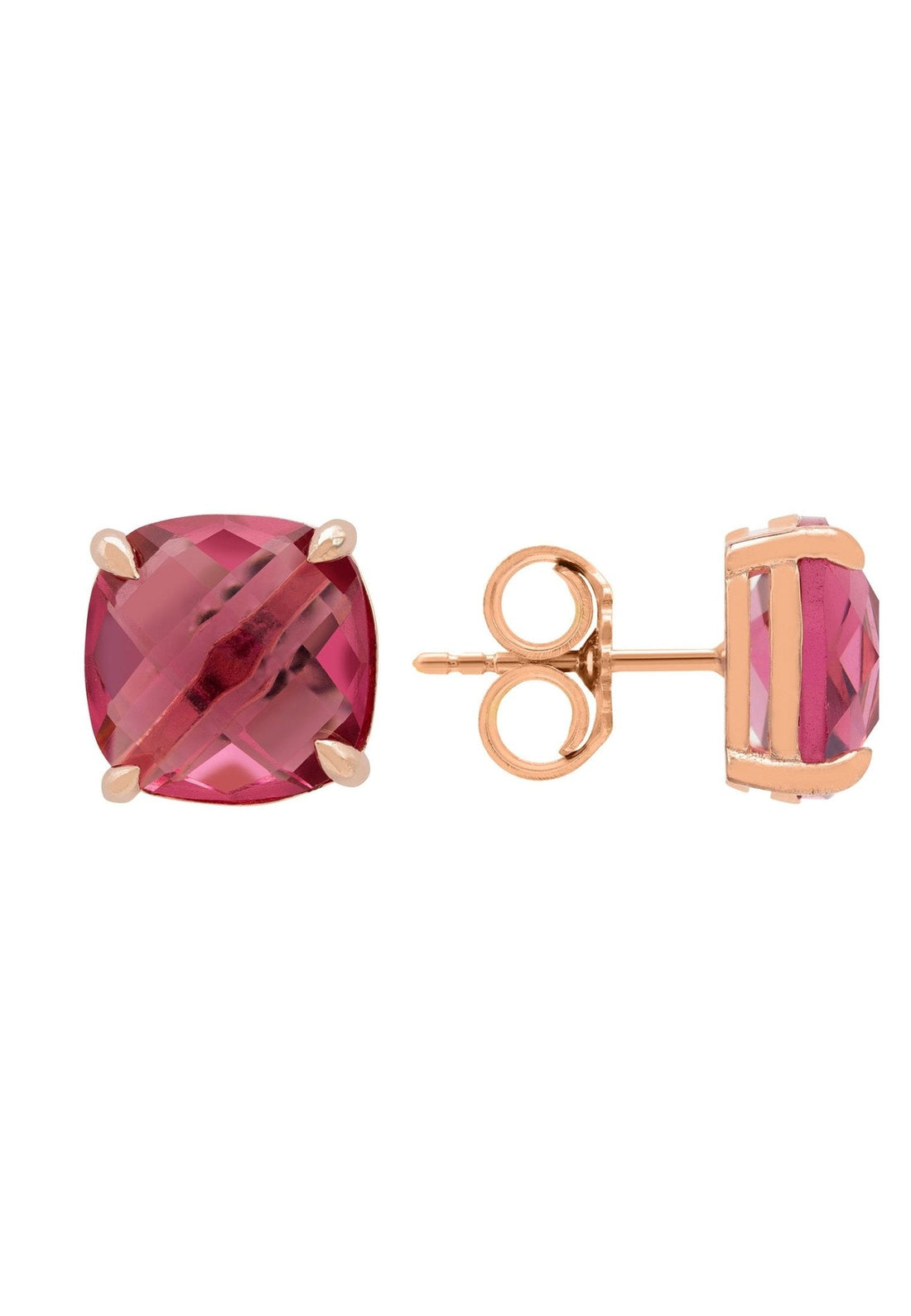 Empress Gemstone Stud Earrings Rosegold Pink Tourmaline