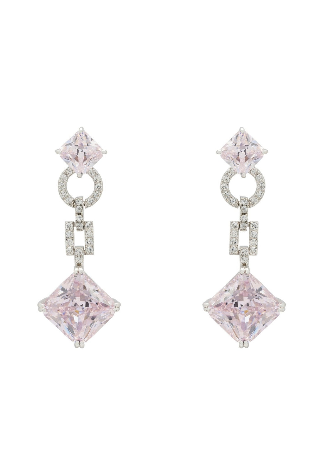 Noor Pink Morganite Drop Earrings Silver