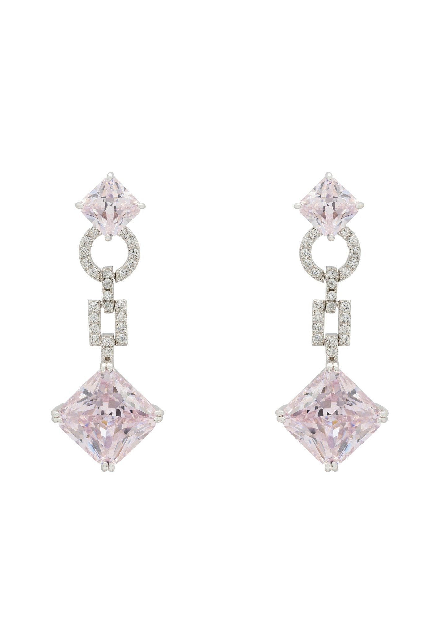 Noor Pink Morganite Drop Earrings Silver