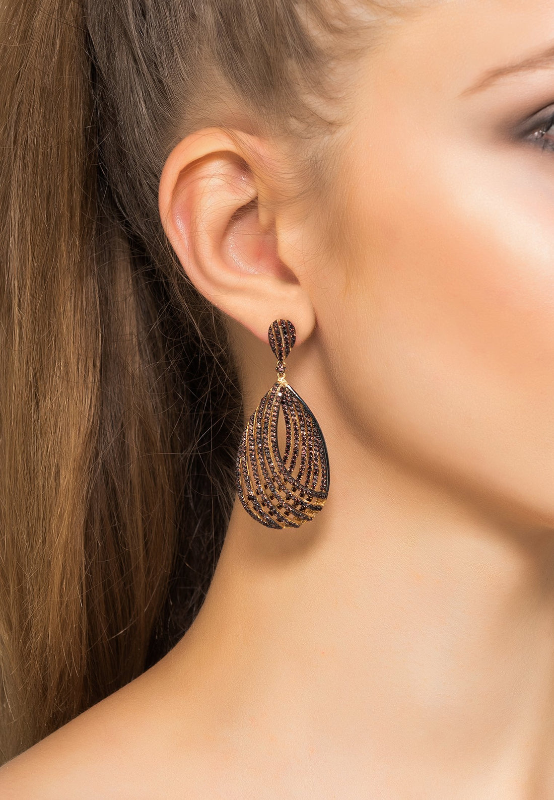 Vortex Teardrop Earring Chocolate Cz