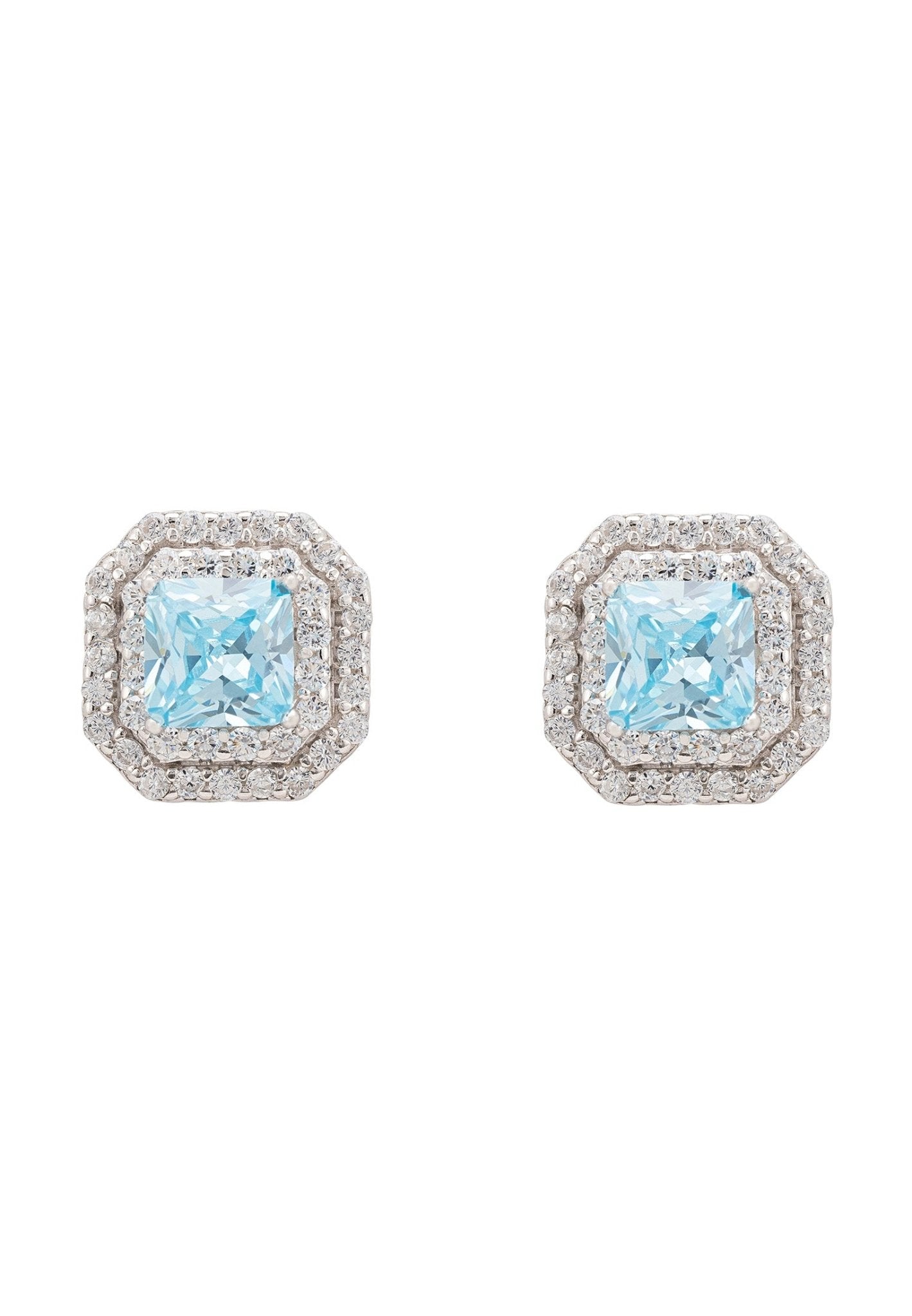 Anastasia Stud Earrings Silver Blue Topaz