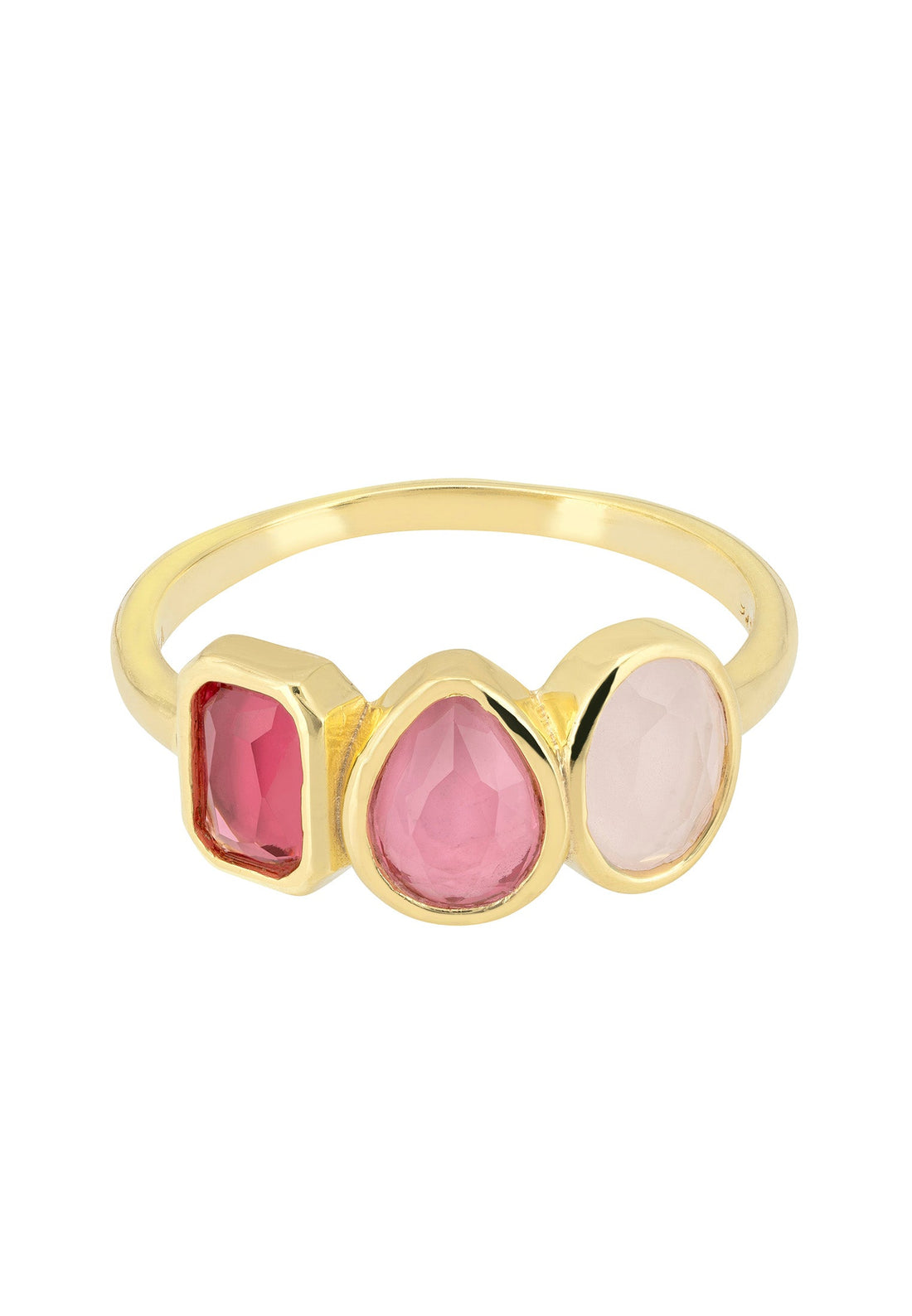 Verona Triple Gemstone Ring Gold the Pinks