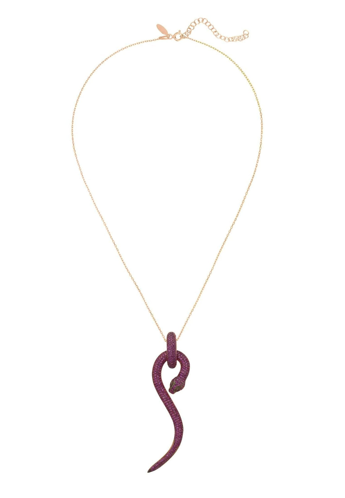 Anaconda Snake Pendant Necklace Rosegold Ruby