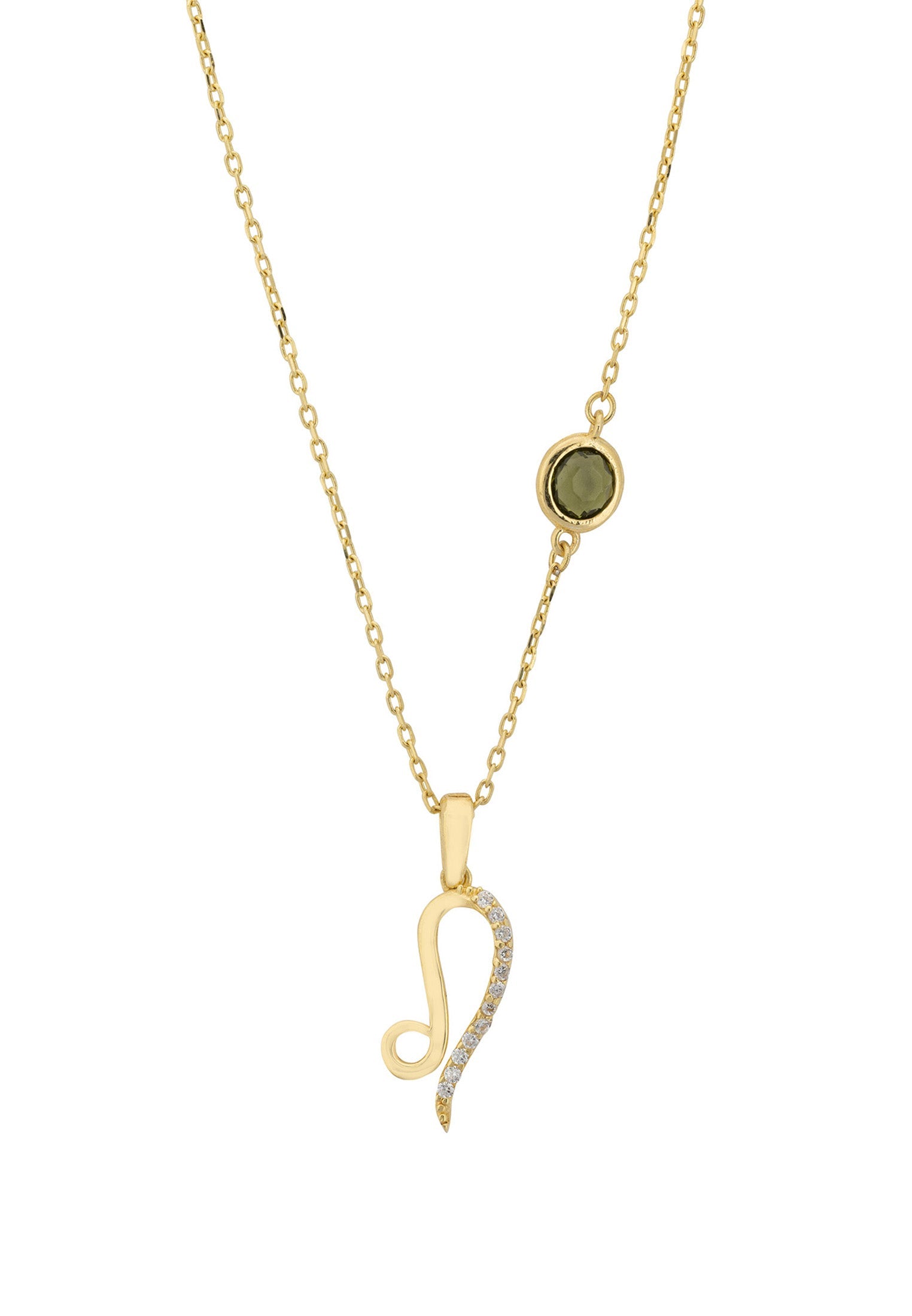 Zodiac Birthstone Leo Necklace Peridot Gold