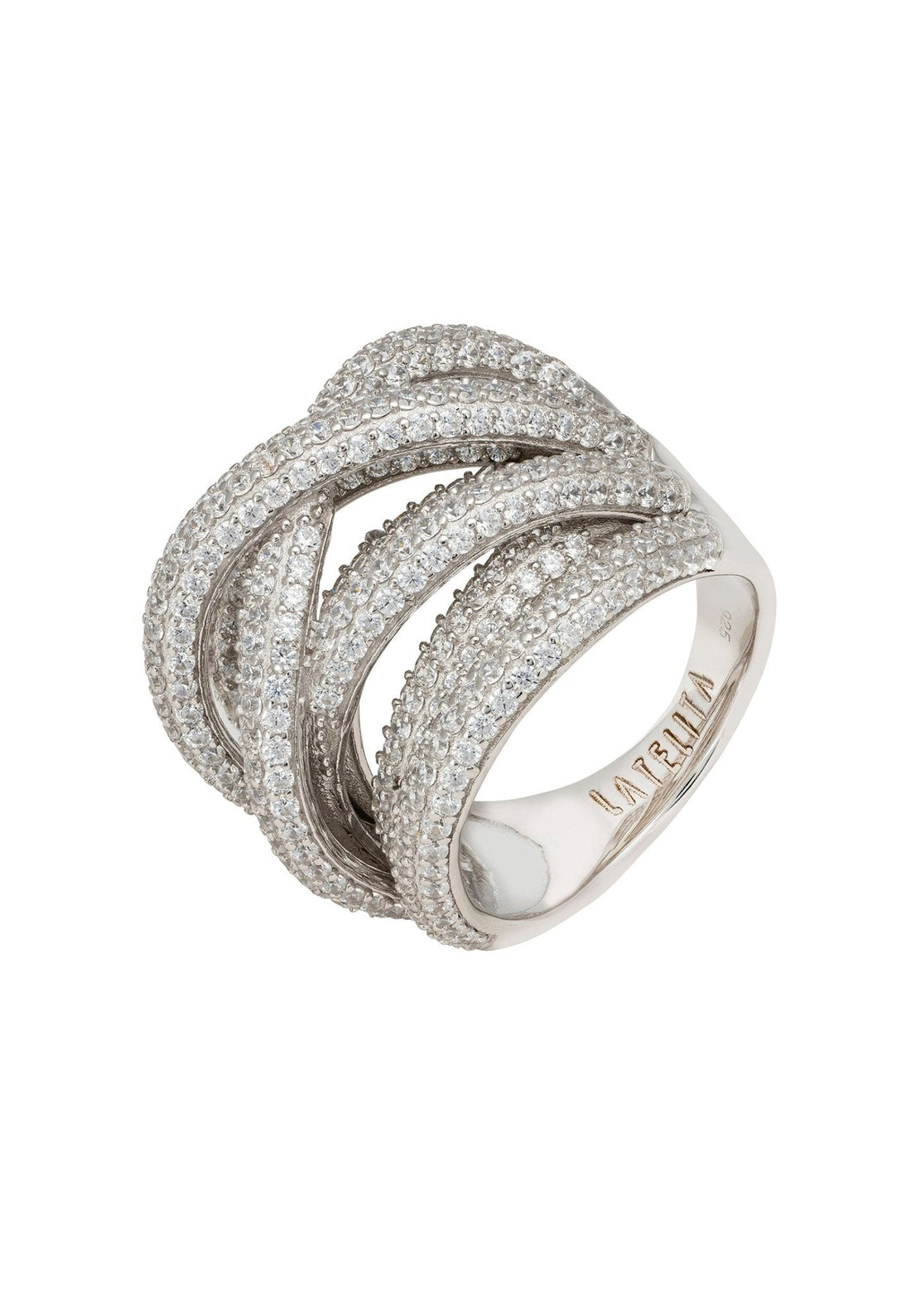 Crossover Multi-Strand Cocktail Ring Silver