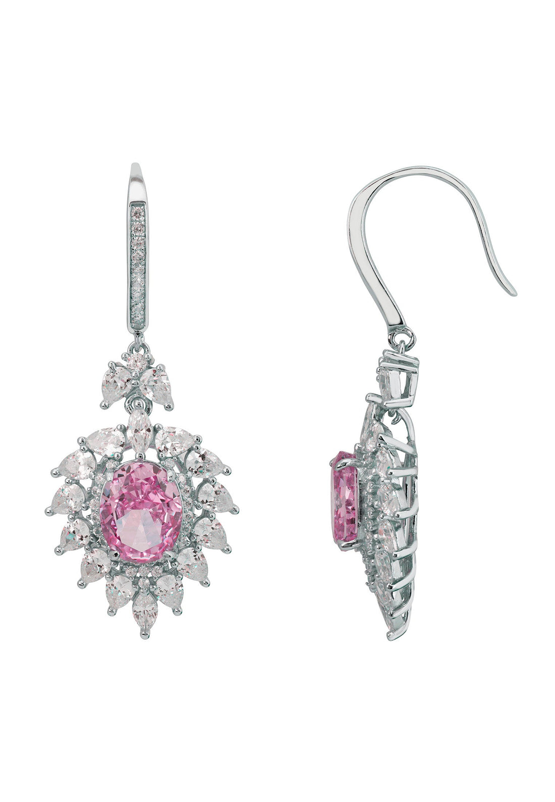 Hyacinth Flower Morganite Drop Earrings Silver