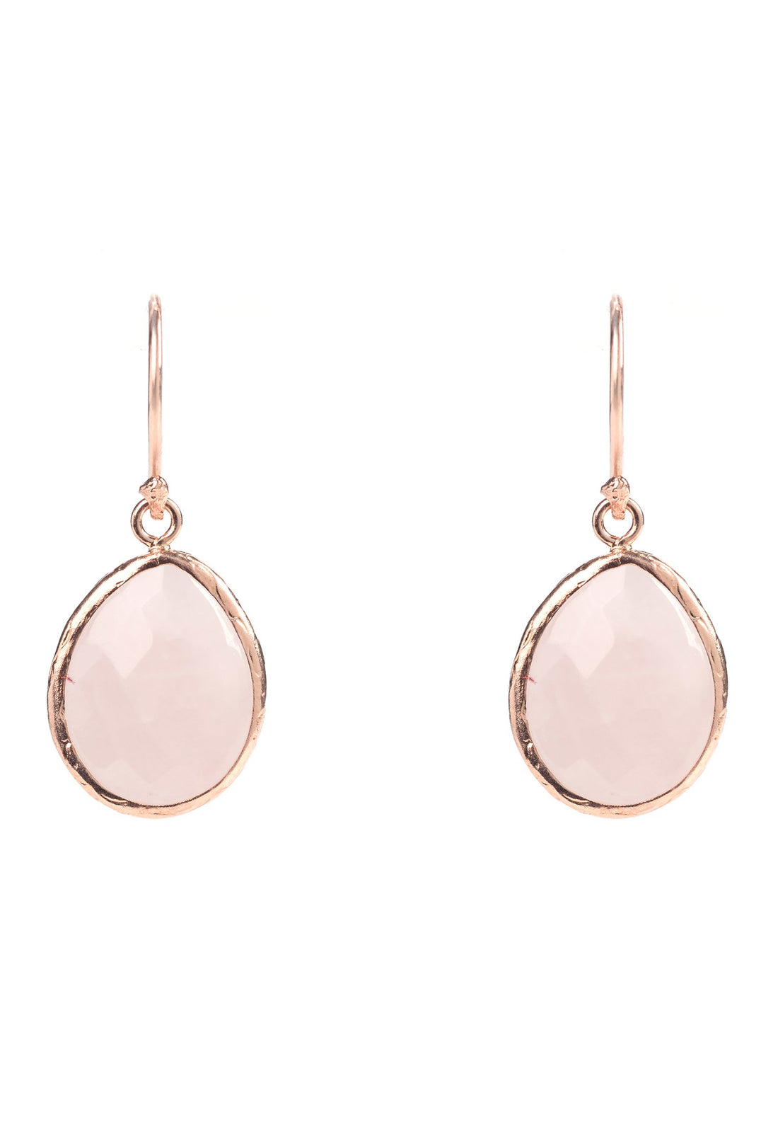 Petite Drop Earrings Rose Quartz Rosegold