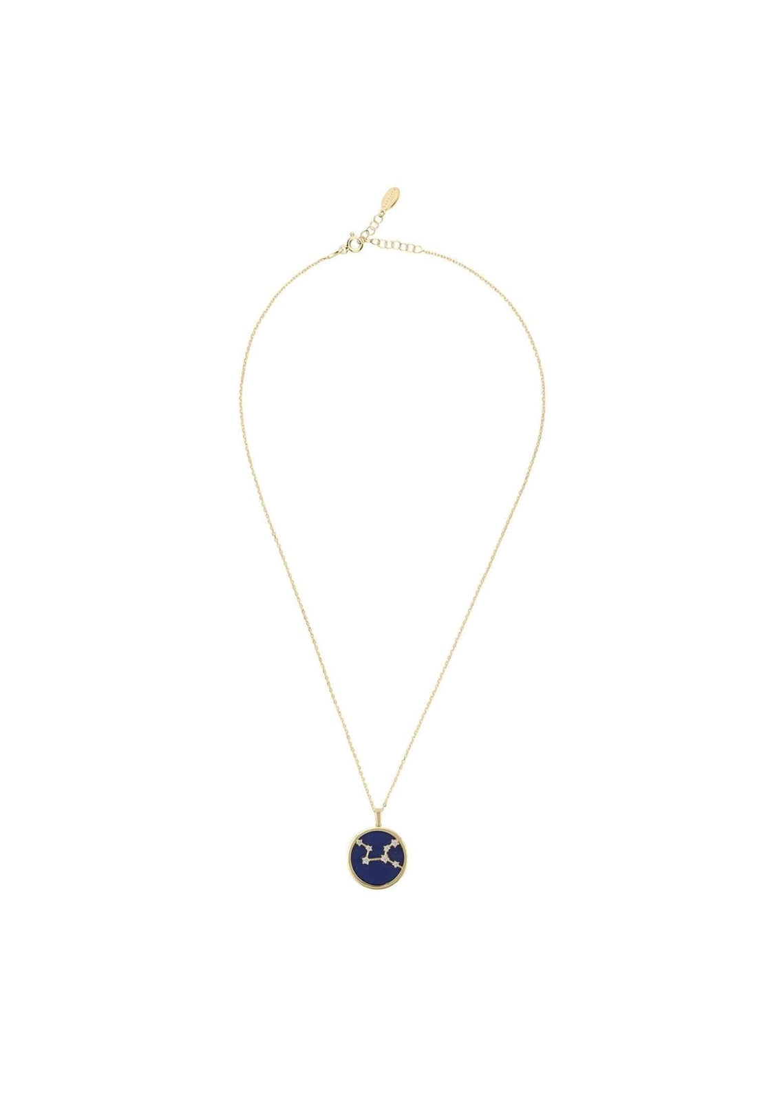 Zodiac Lapis Lazuli Gemstone Star Constellation Pendant Necklace Gold Virgo