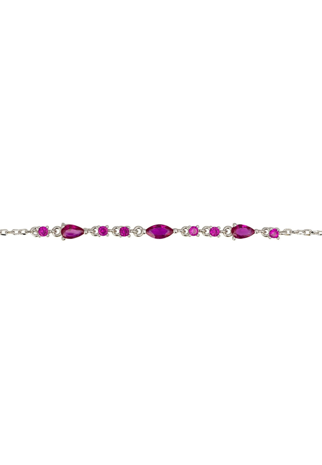 Olivia Bracelet Ruby Red Silver