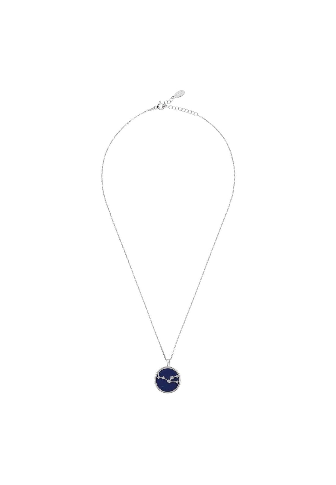 Zodiac Lapis Lazuli Gemstone Star Constellation Pendant Necklace Silver Taurus