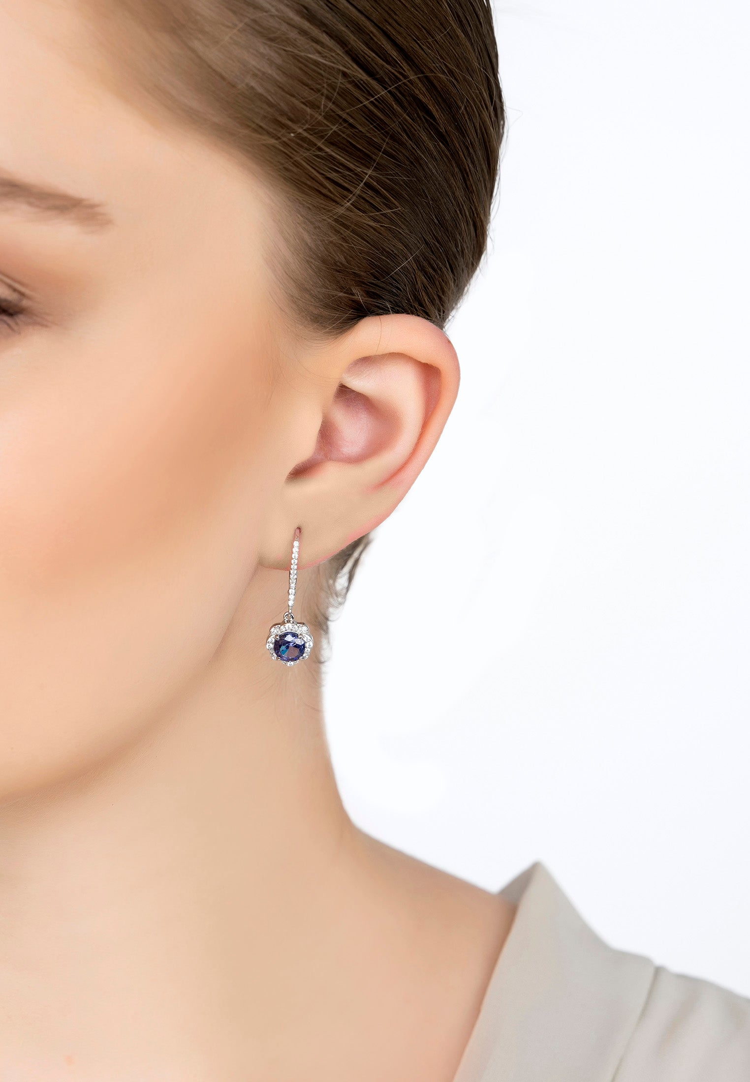 Matilda Drop Earrings Tanzanite Silver