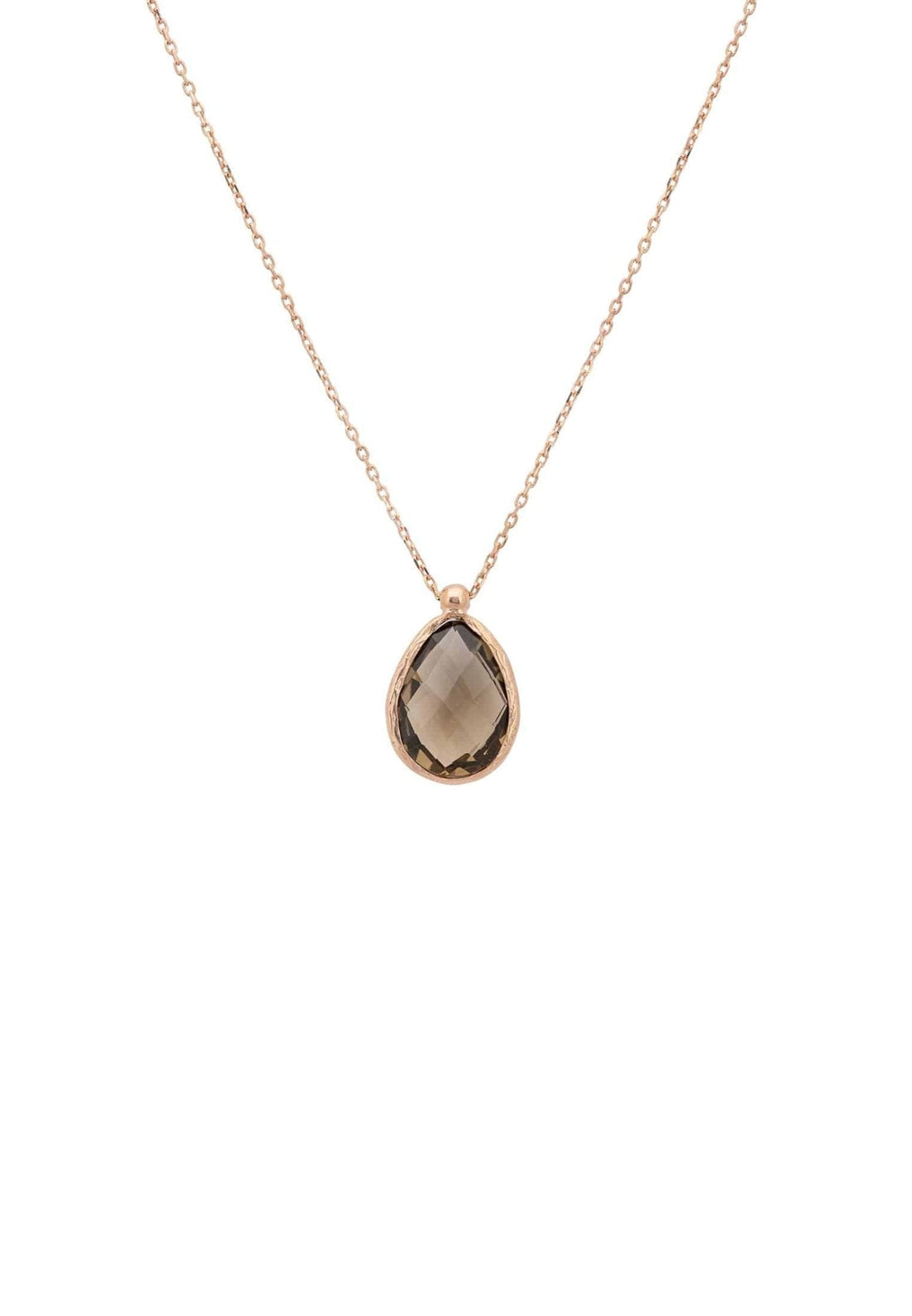 Petite Drop Necklace Rosegold Smokey Quartz Hydro