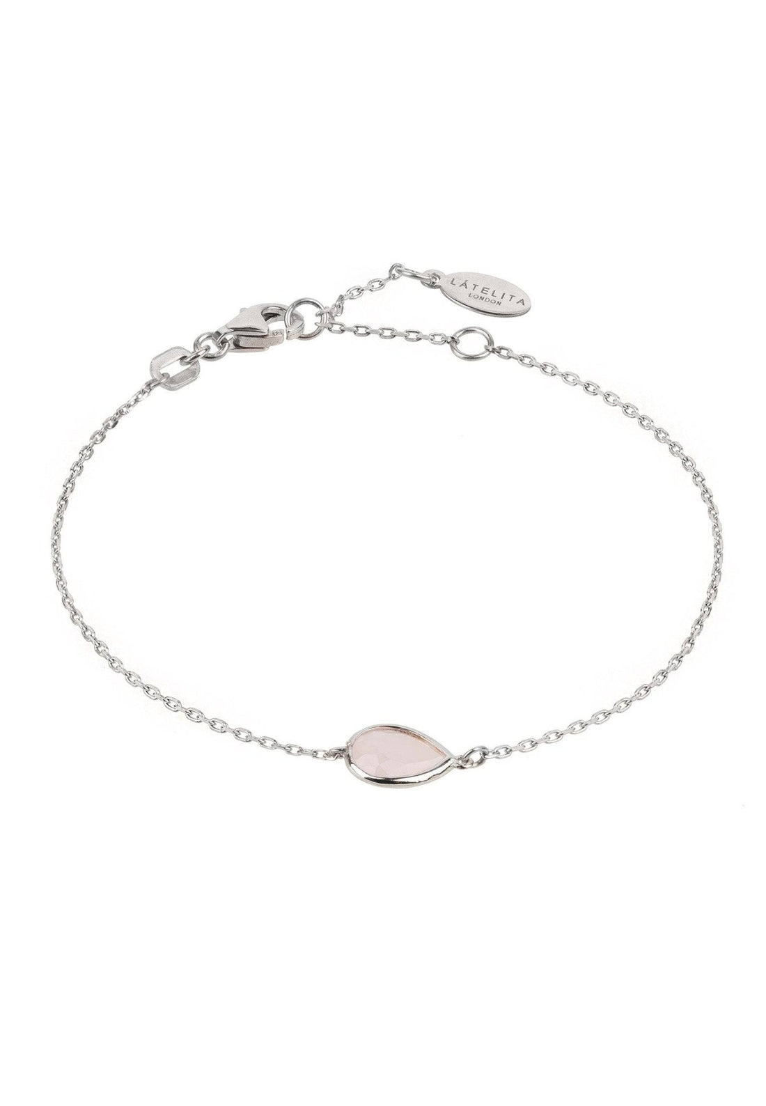 Pisa Mini Teardrop Bracelet Silver Rose Quartz