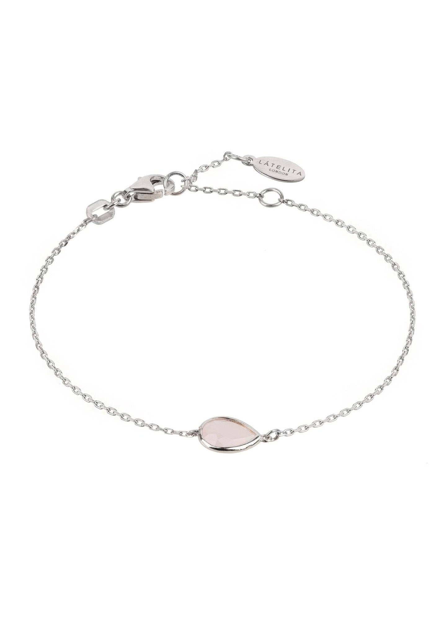 Pisa Mini Teardrop Bracelet Silver Rose Quartz