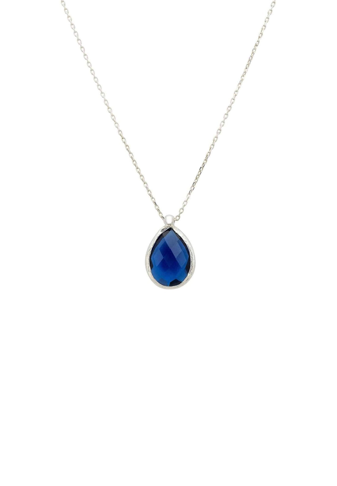 Petite Drop Necklace Silver Sapphire Hydro