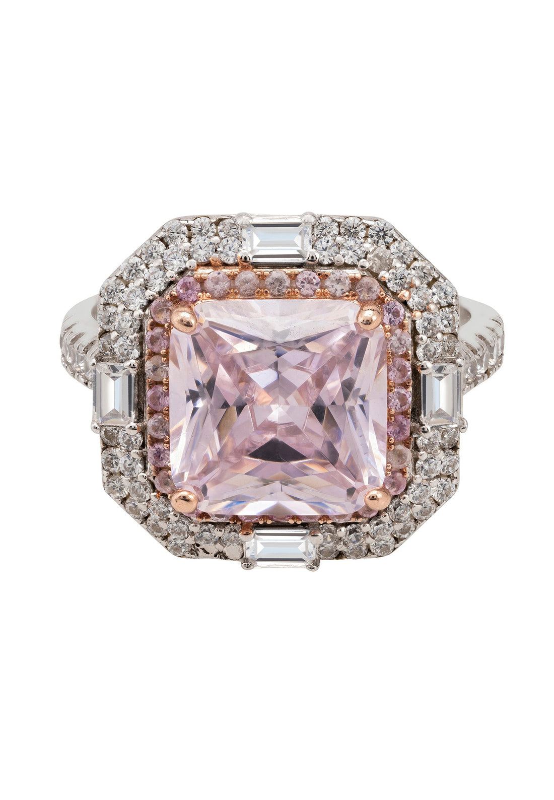 Anastasia Gemstone Cocktail Ring Silver Morganite