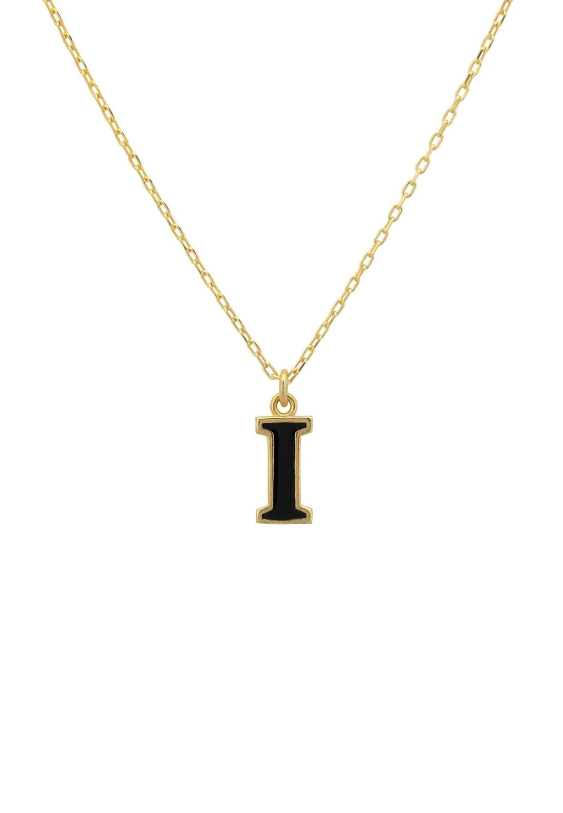 Initial Enamel Necklace Gold I