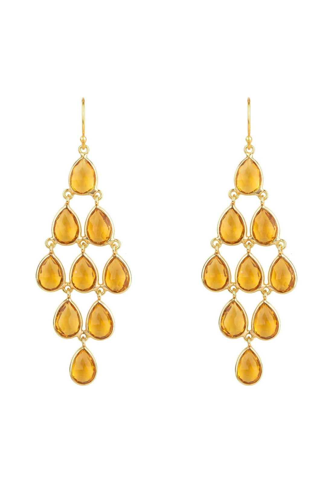 Erviola Gemstone Cascade Earrings Gold Citrine