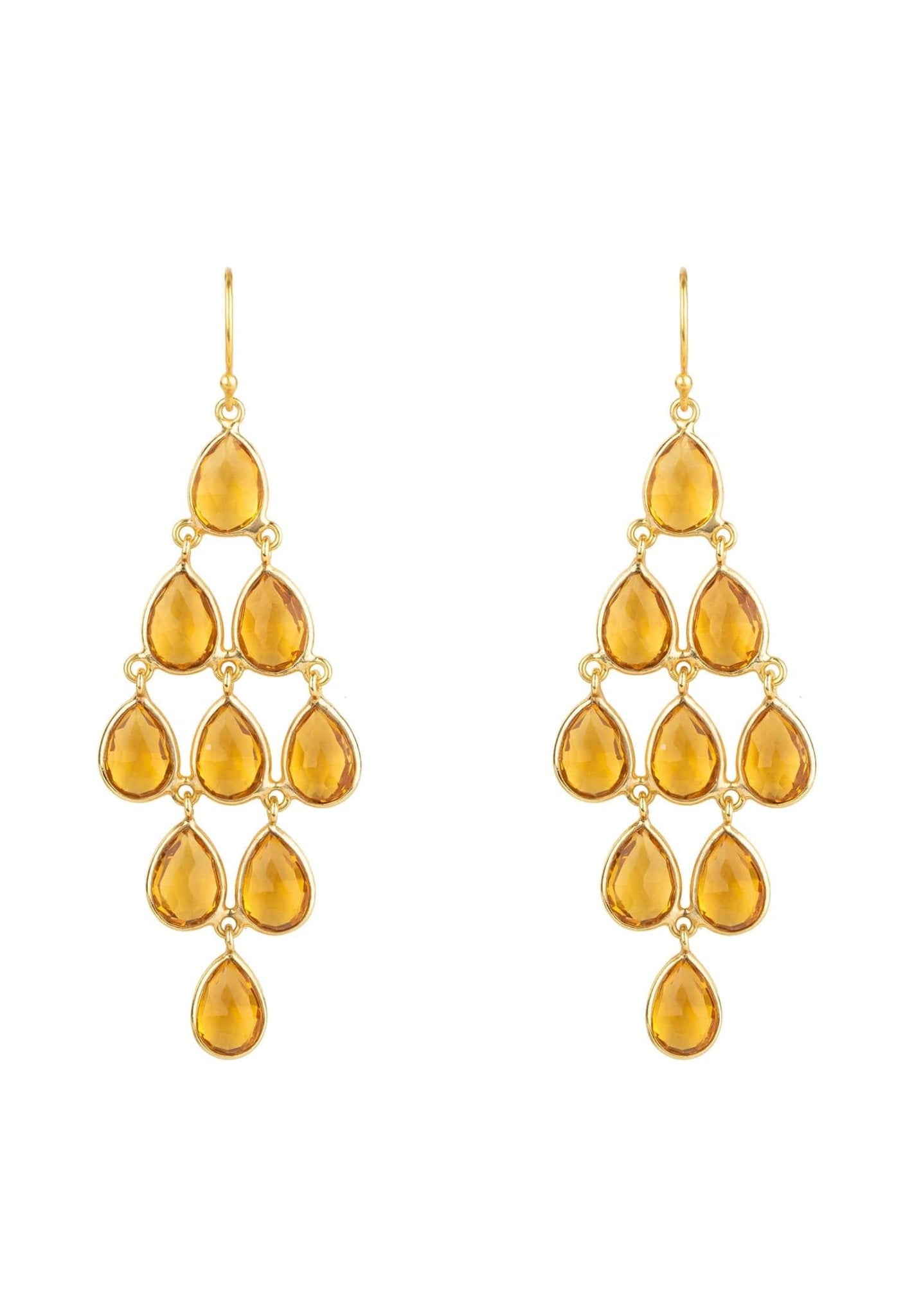 Erviola Gemstone Cascade Earrings Gold Citrine