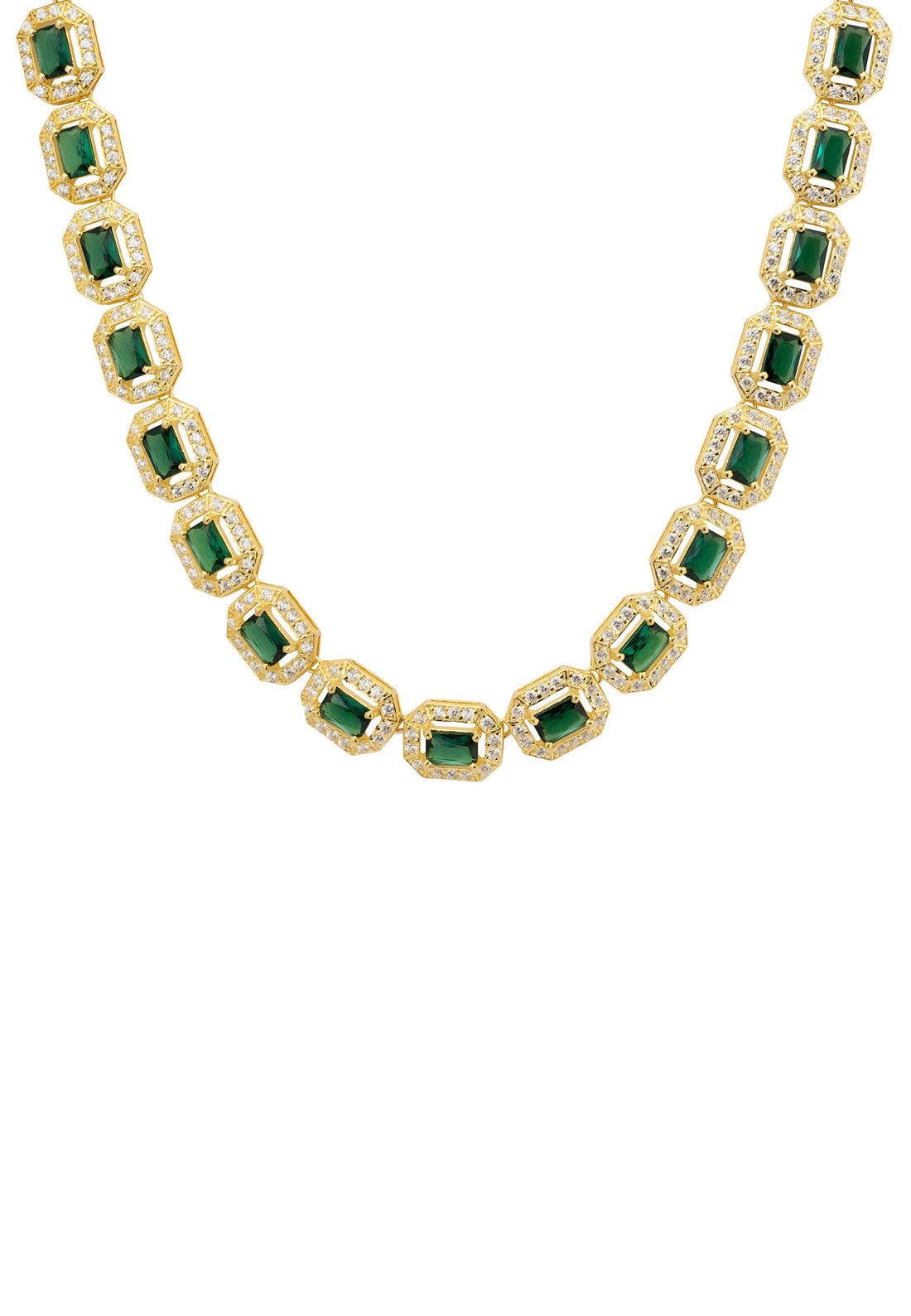 Whistledown Emerald Gemstone Necklace Gold