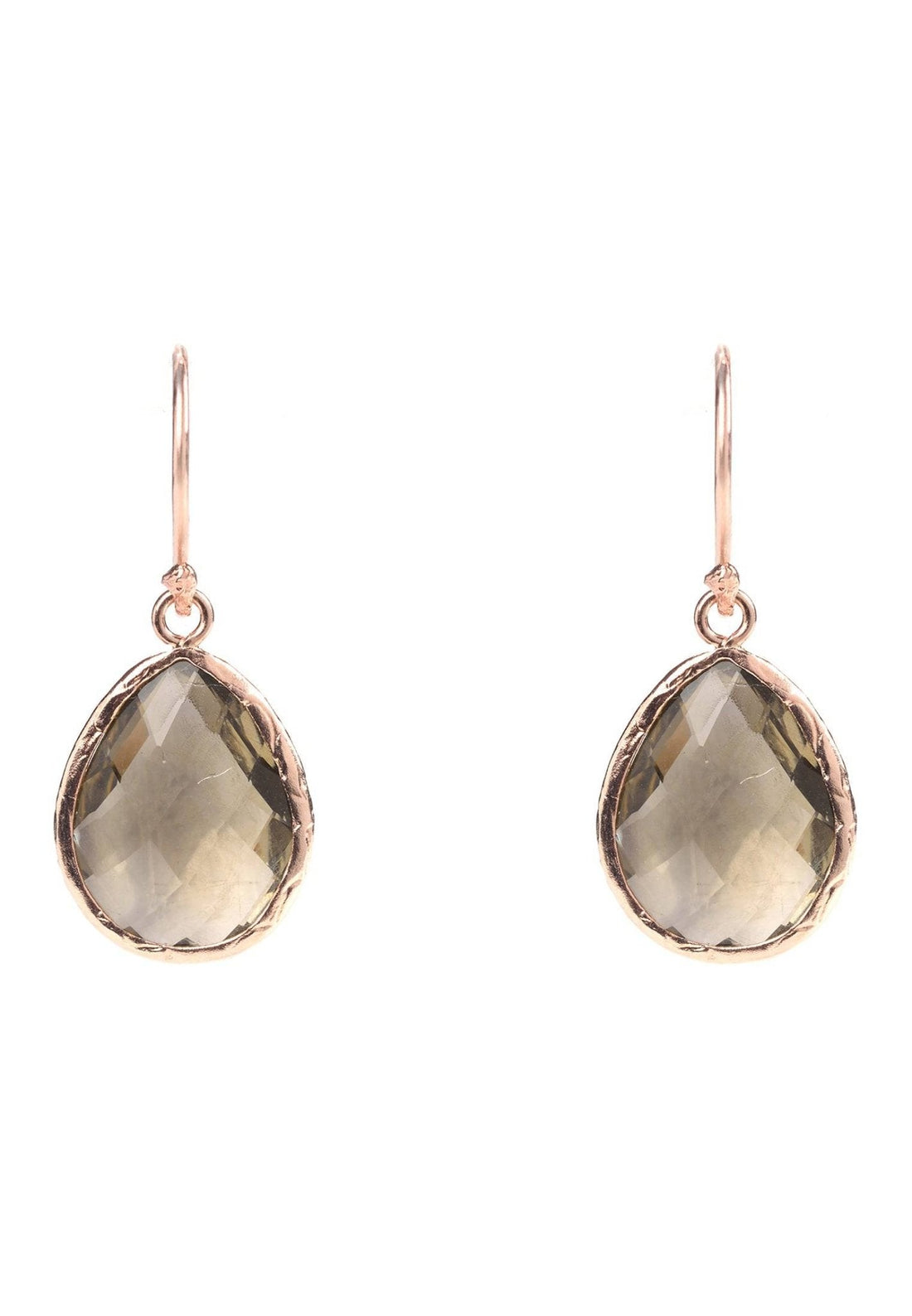 Petite Drop Earrings Smokey Quartz Rosegold