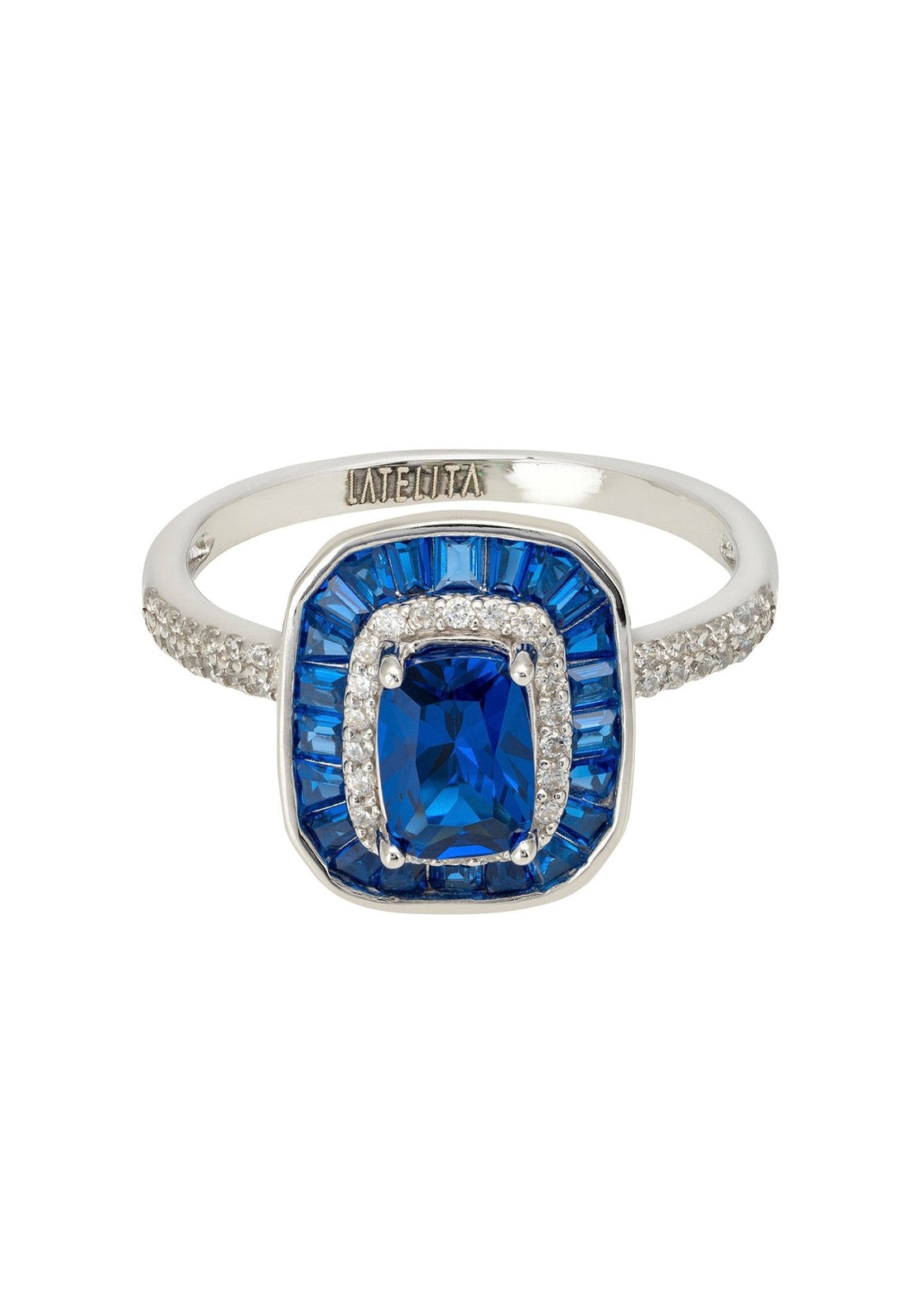 Great Gatsby Cocktail Ring Sapphire Silver