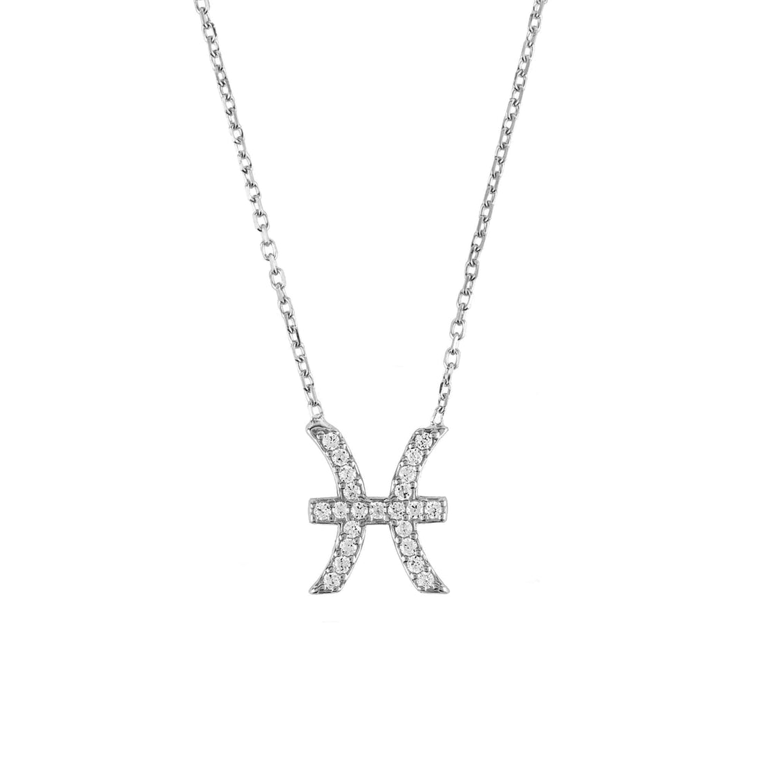 Zodiac Star Sign Pendant Necklace Silver Pisces