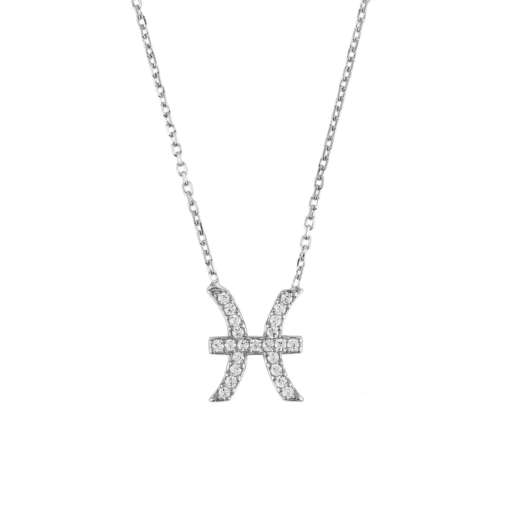 Zodiac Star Sign Pendant Necklace Silver Pisces