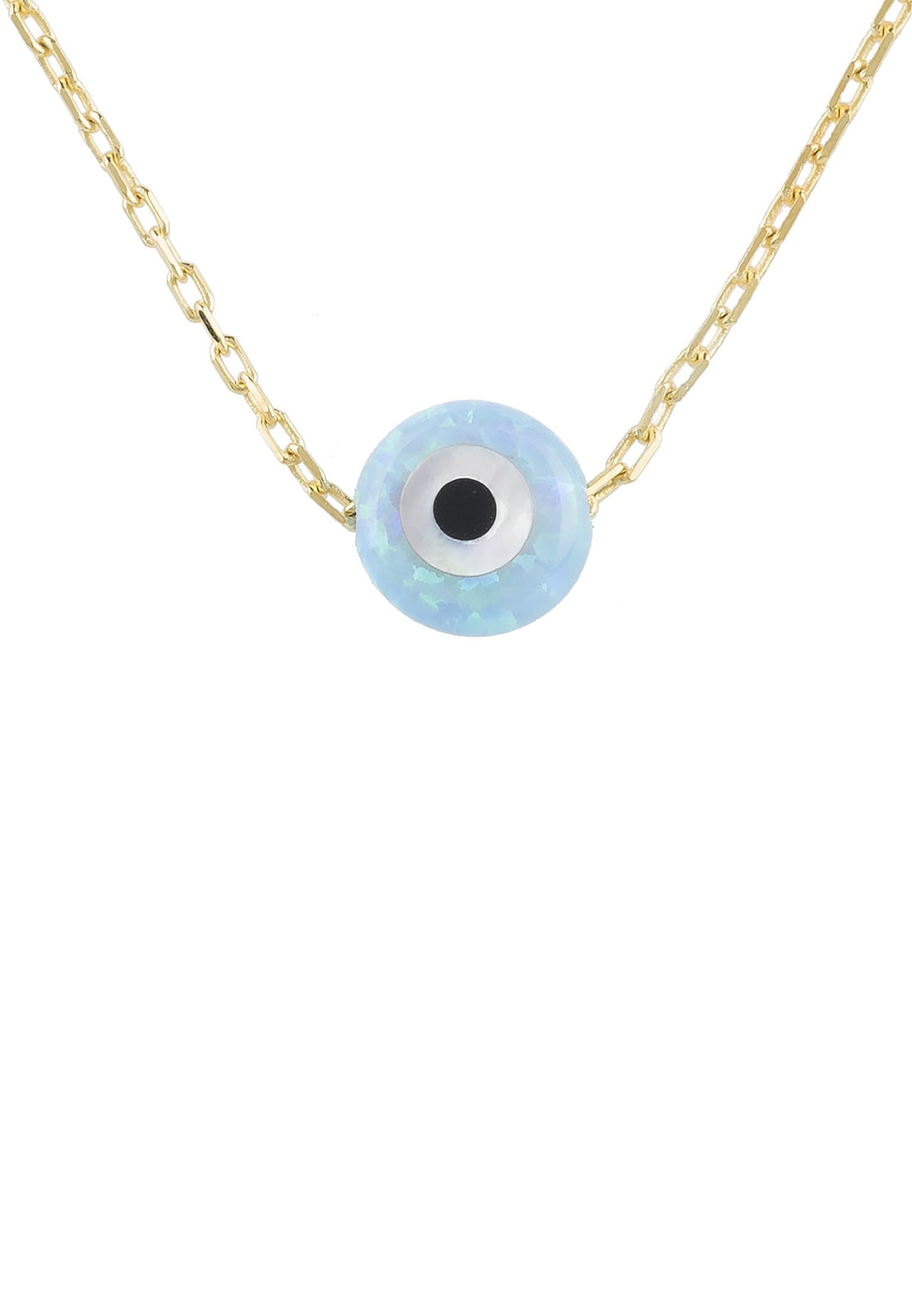 Evil Eye Mini Opalite Pendant Necklace Gold