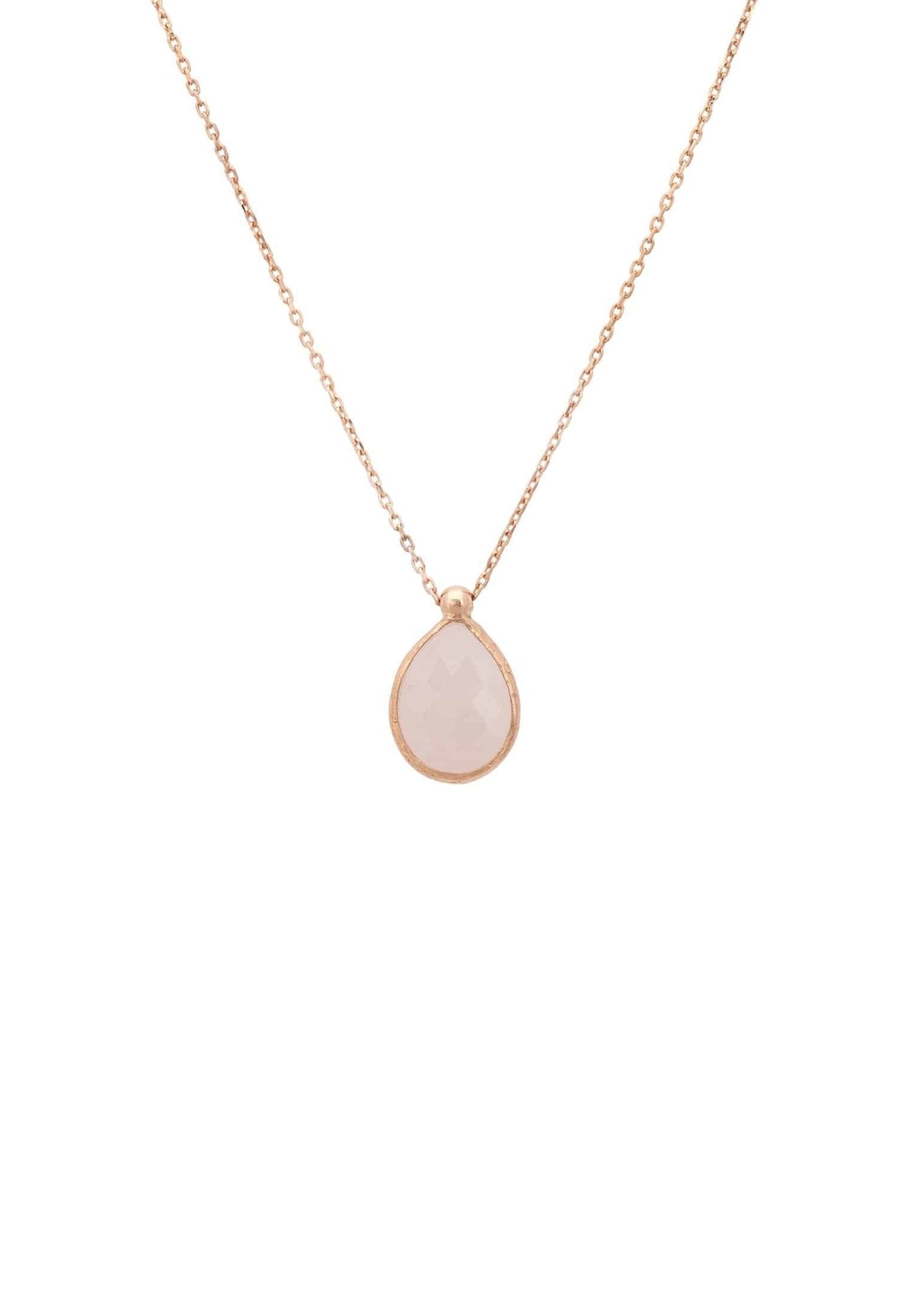 Petite Drop Necklace Rosegold Rose Quartz