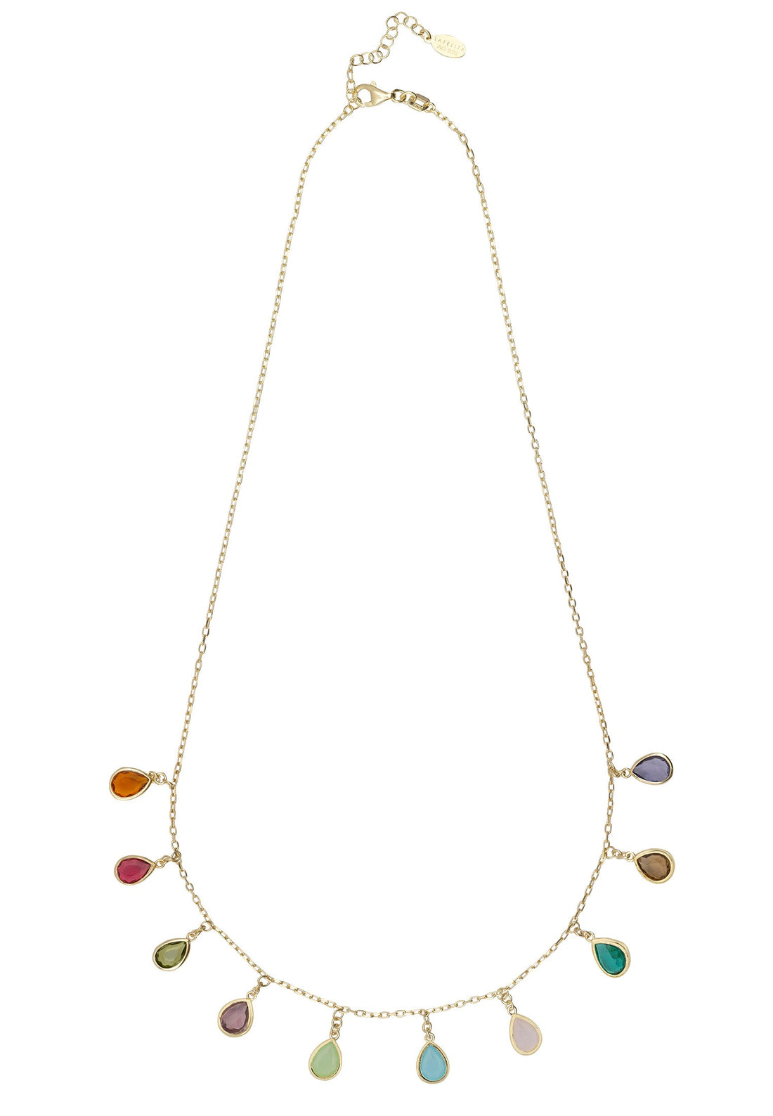 Florence Teardrop Gemstone Necklace Gold Multi Coloured