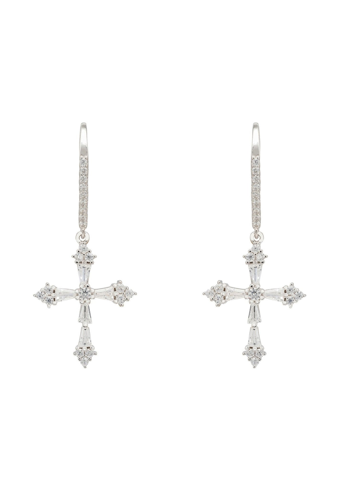 Constantine Cross Drop Earrings Silver