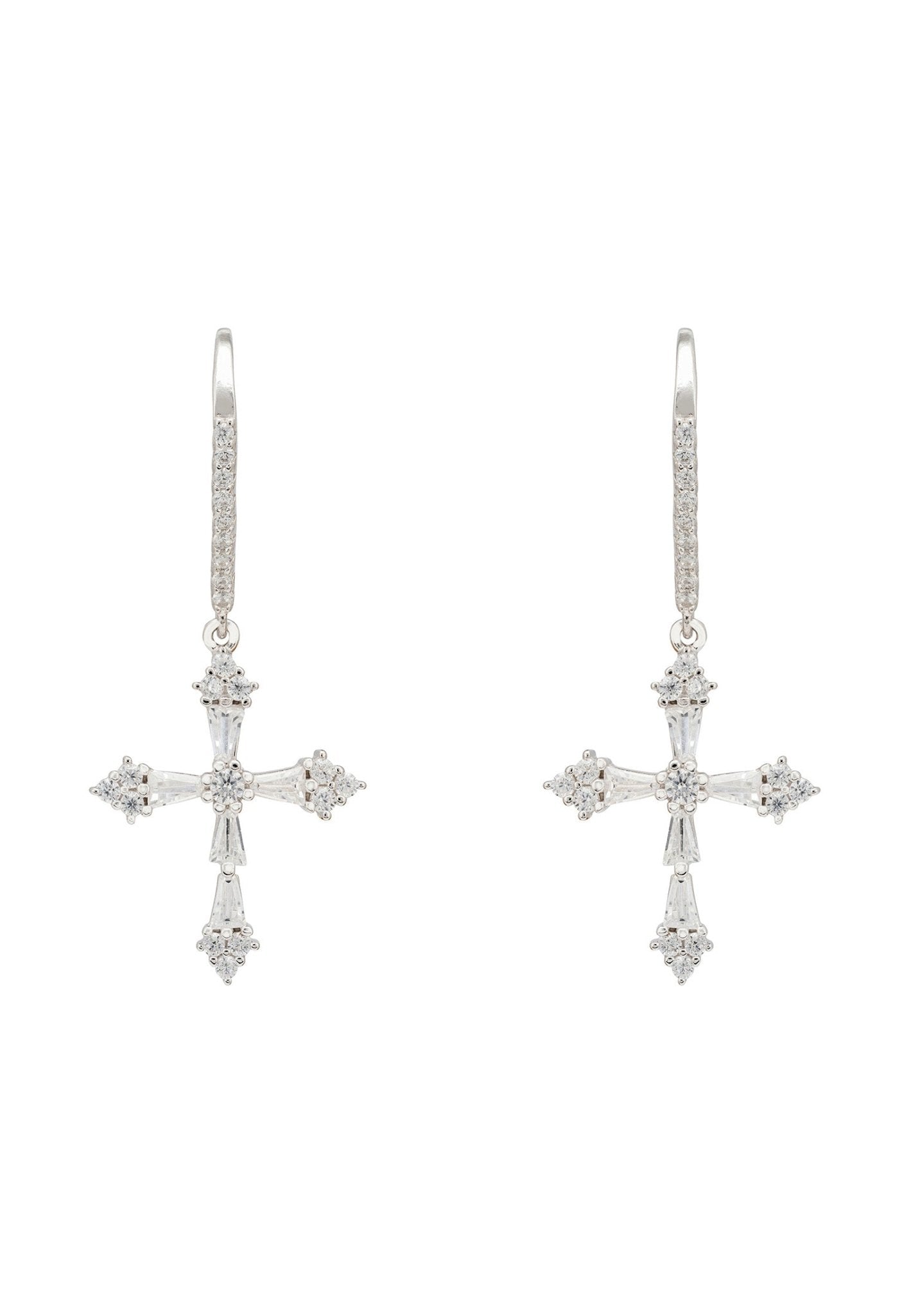 Constantine Cross Drop Earrings Silver