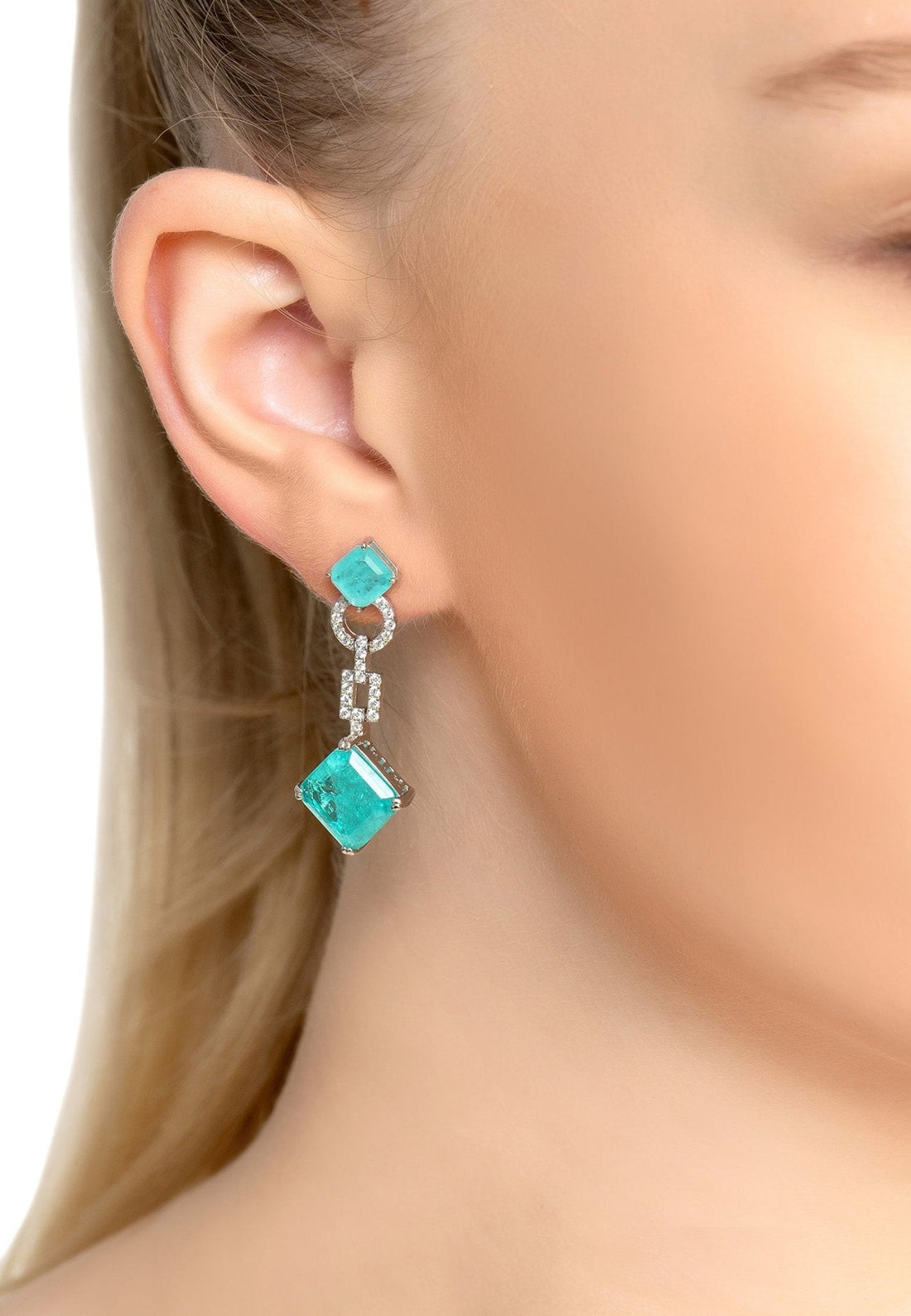 Noor Paraiba Tourmaline Drop Earrings Silver