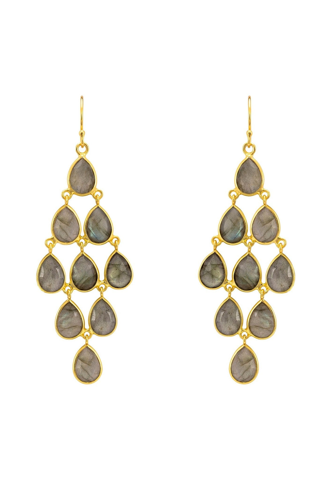 Erviola Gemstone Cascade Earrings Gold Labradorite