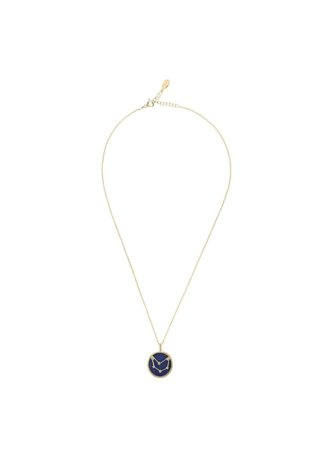 Zodiac Lapis Lazuli Gemstone Star Constellation Pendant Necklace Gold Capricorn