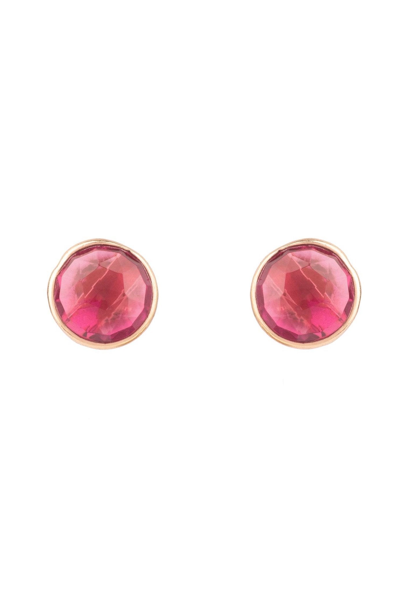 Medium Circle Gemstone Earrings Rosegold Pink Tourmaline