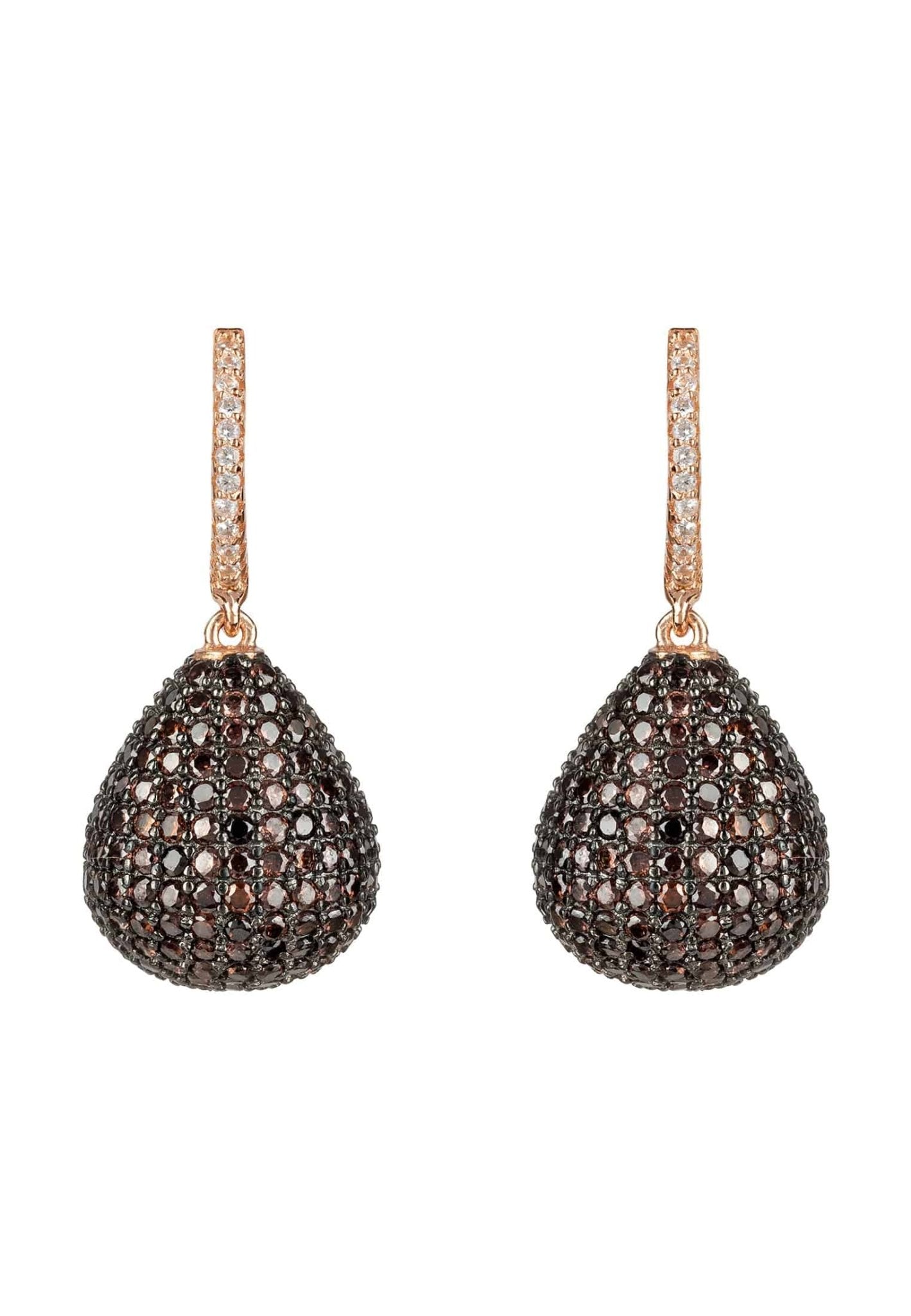 Valerie Pear Drop Gemstone Earring Rosegold Chocolate Cz