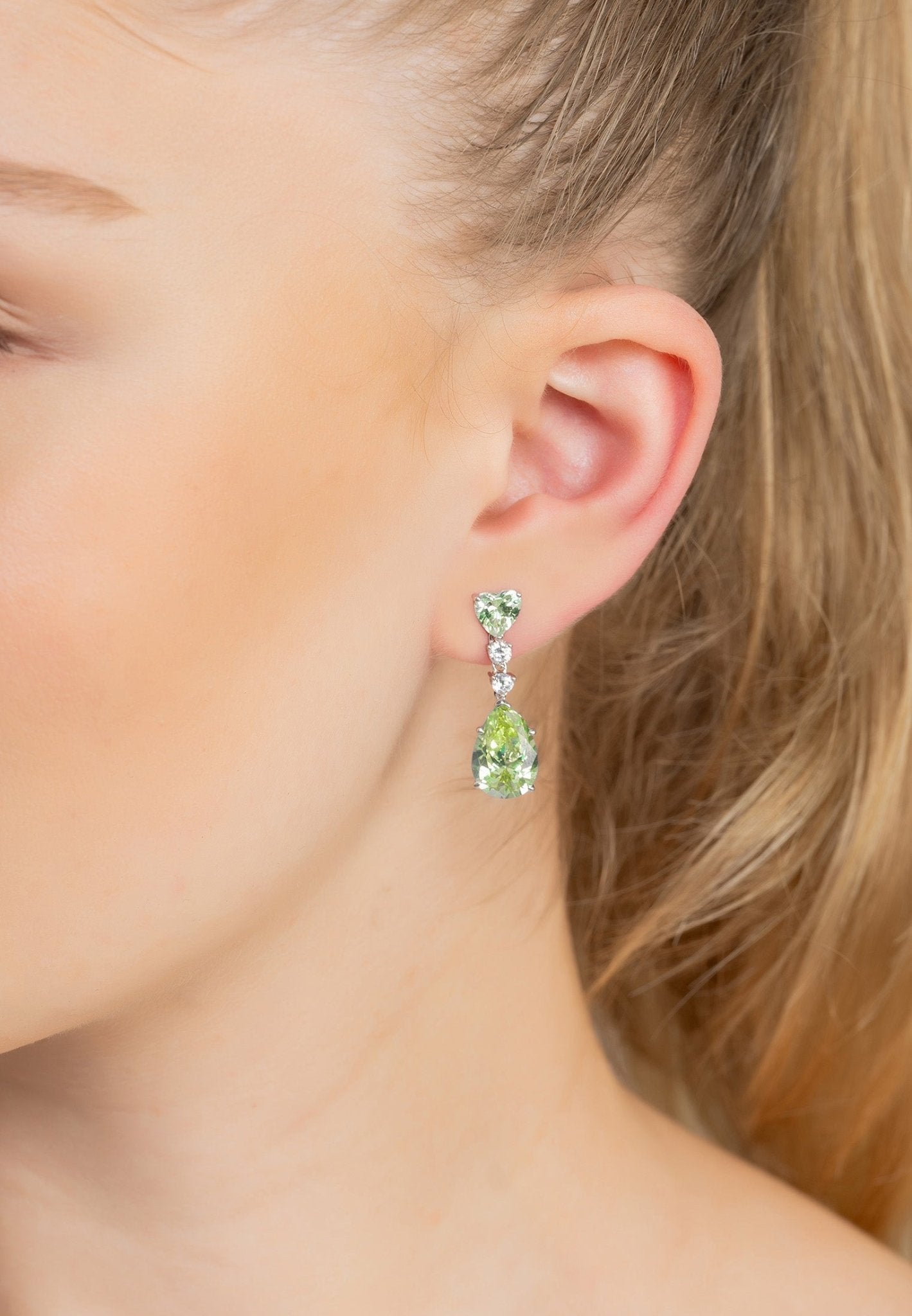 Augusta Peridot Teardrop Earrings Silver