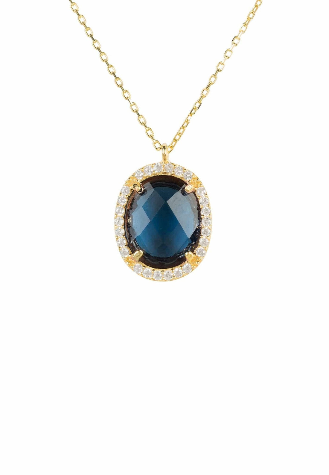 Beatrice Oval Gemstone Pendant Necklace Gold Sapphire Hydro