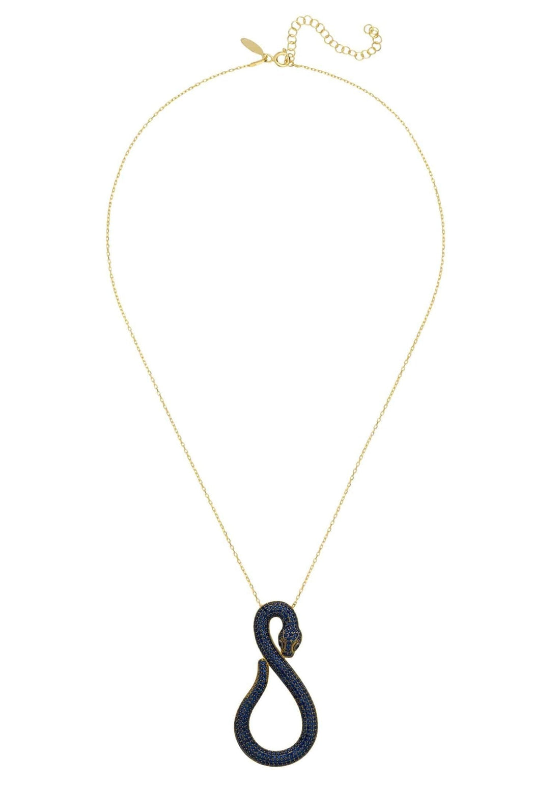 Asp Snake Pendant Necklace Gold Sapphire