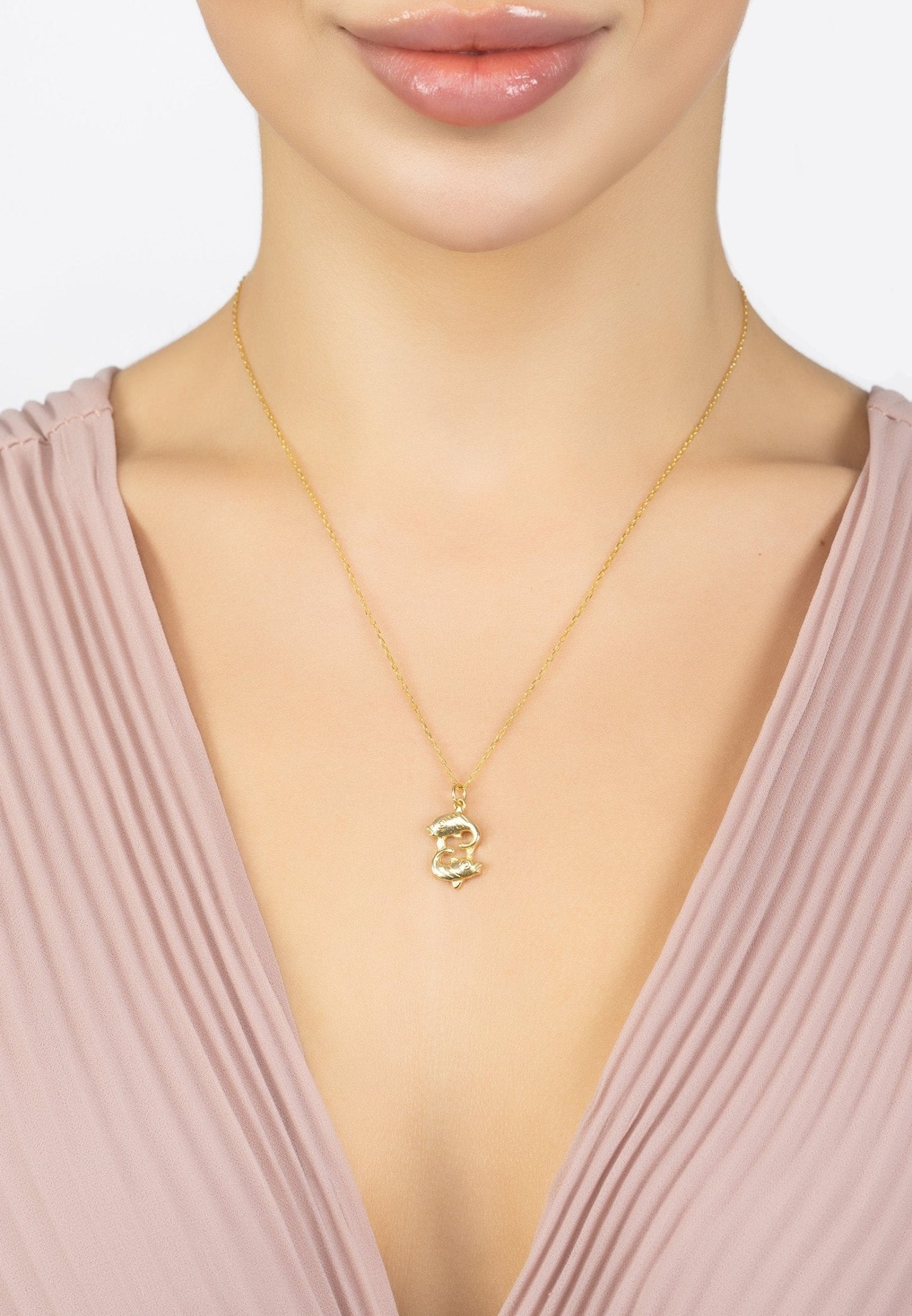 Zodiac Star Sign Necklace Gold Pisces