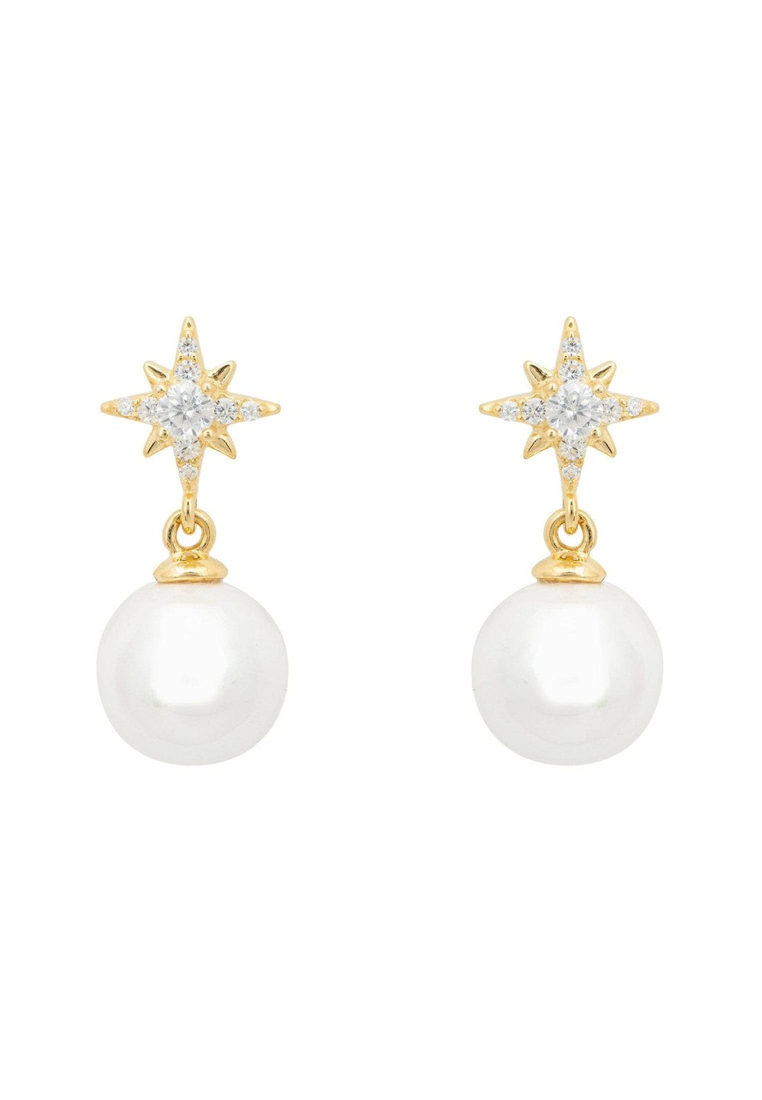 Polaris North Star Pearl Earrings Gold