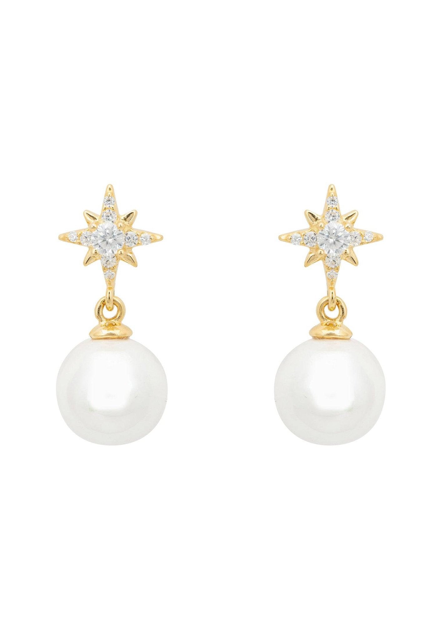 Polaris North Star Pearl Earrings Gold